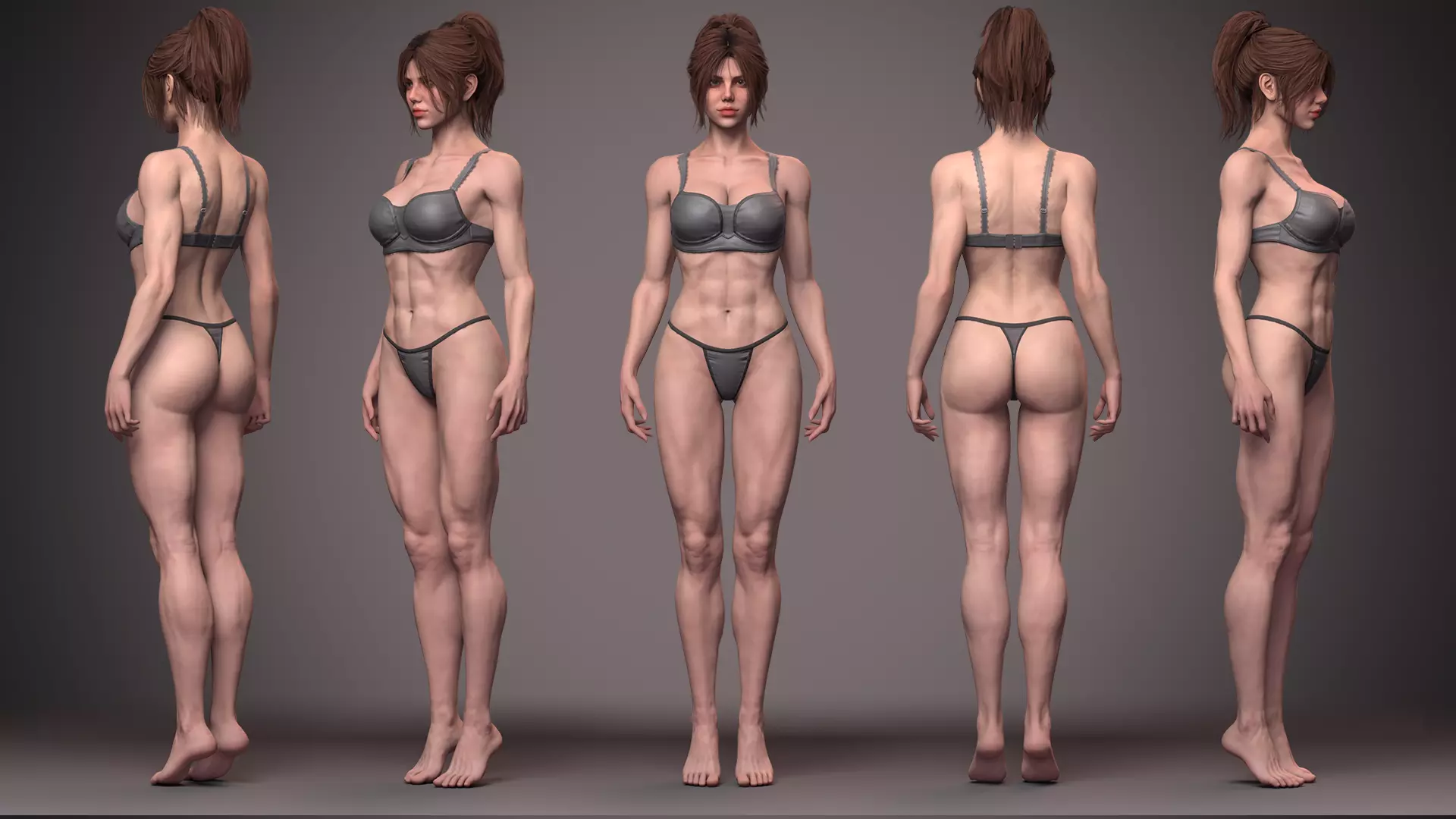 Female with ABS Casual EEVEE BLENDER 3D model_4