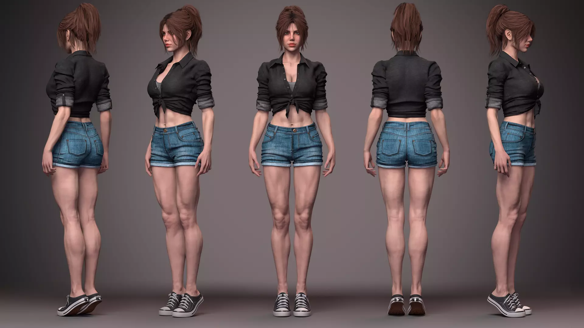 Female with ABS Casual EEVEE BLENDER 3D model_3