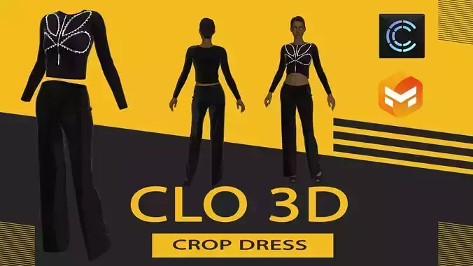 crop dress Marvelous Designer or Clo3D ZPRJ