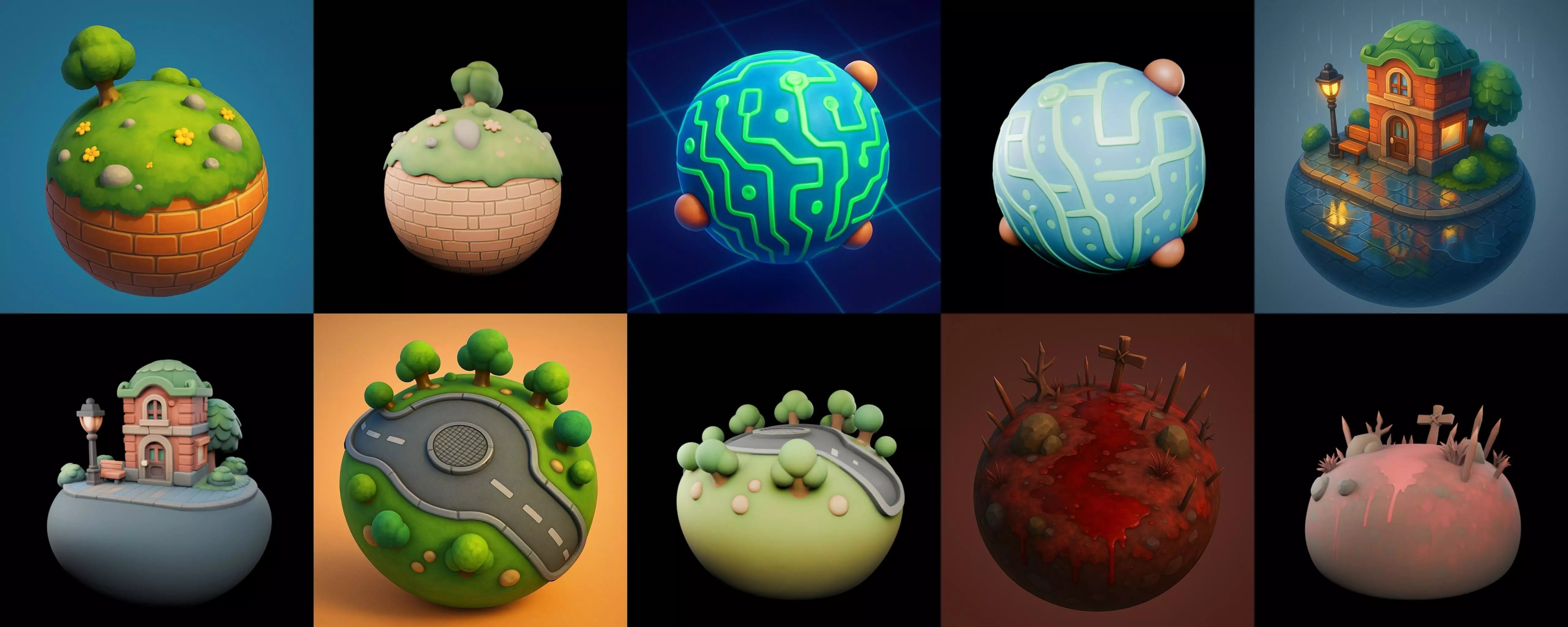 Planet Earth One bundle 9 pack 100 glb 3D model