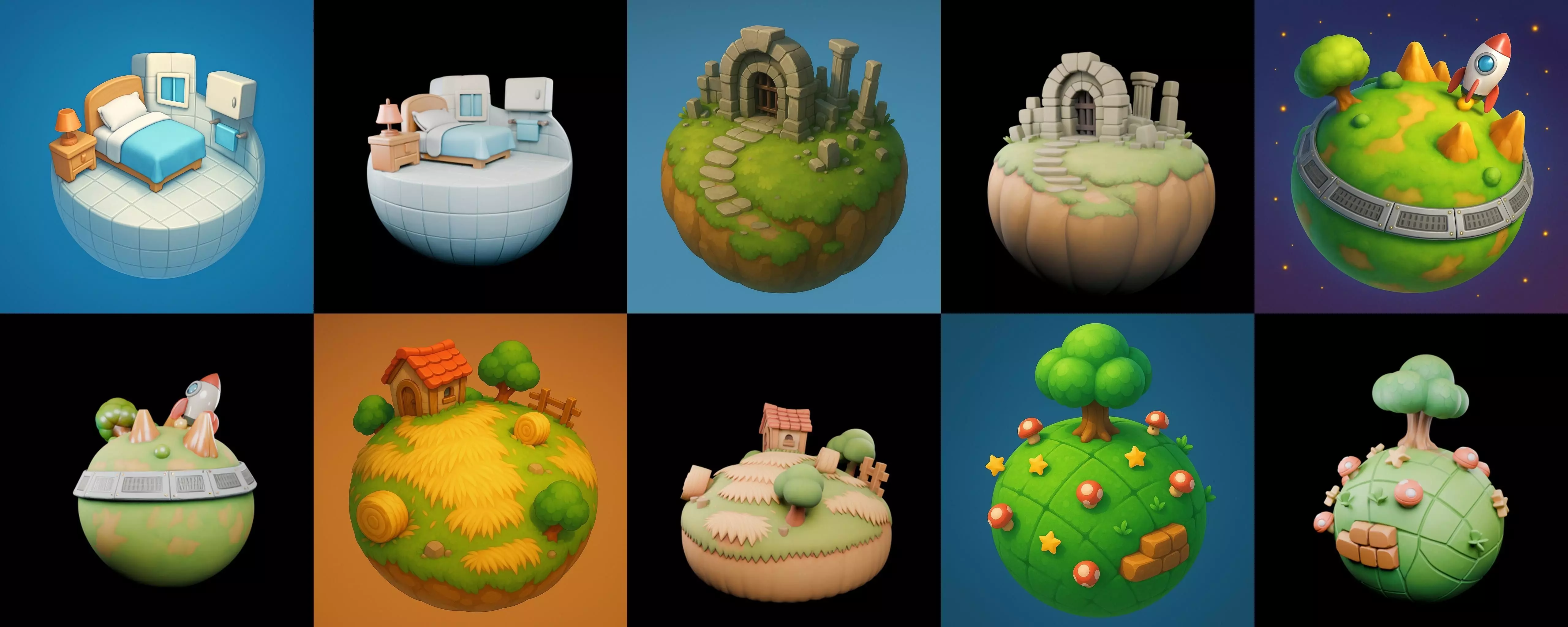 Planet Earth One bundle 4 pack 100 glb 3D model_2