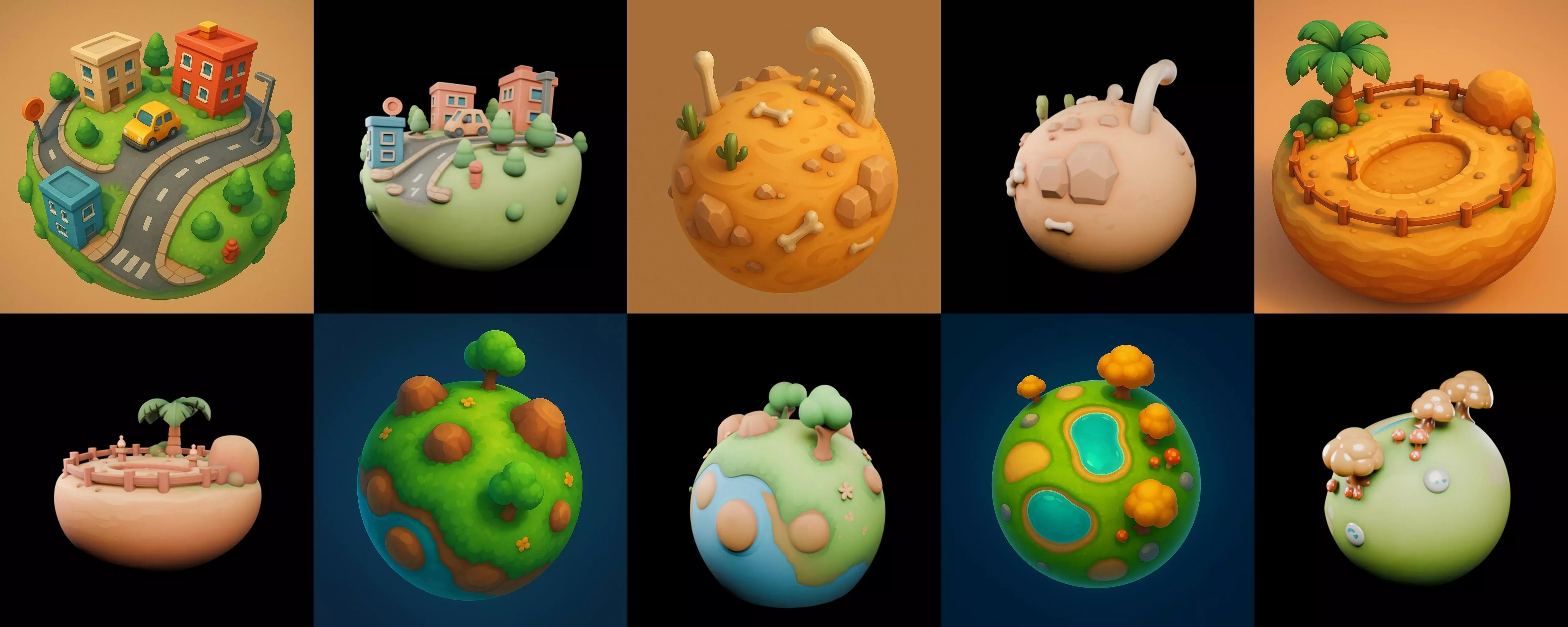 Planet Earth One bundle 4 pack 100 glb 3D model_14