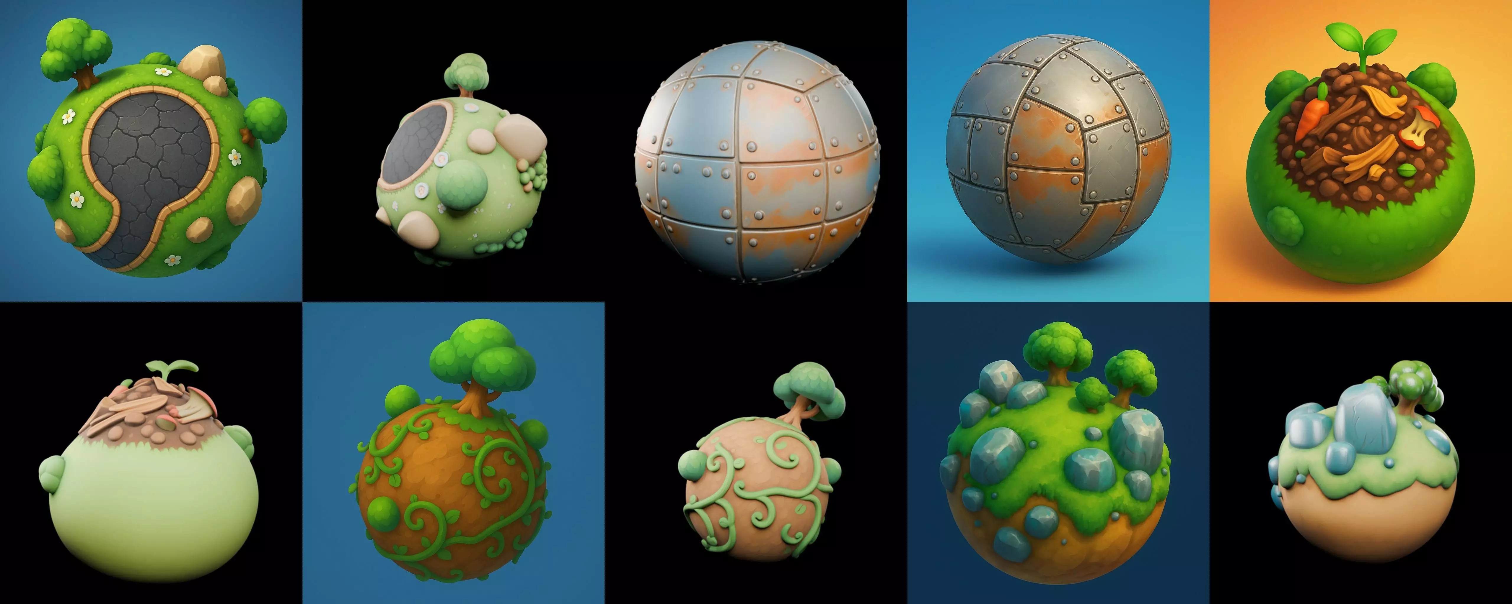Planet Earth One bundle 4 pack 100 glb 3D model_0