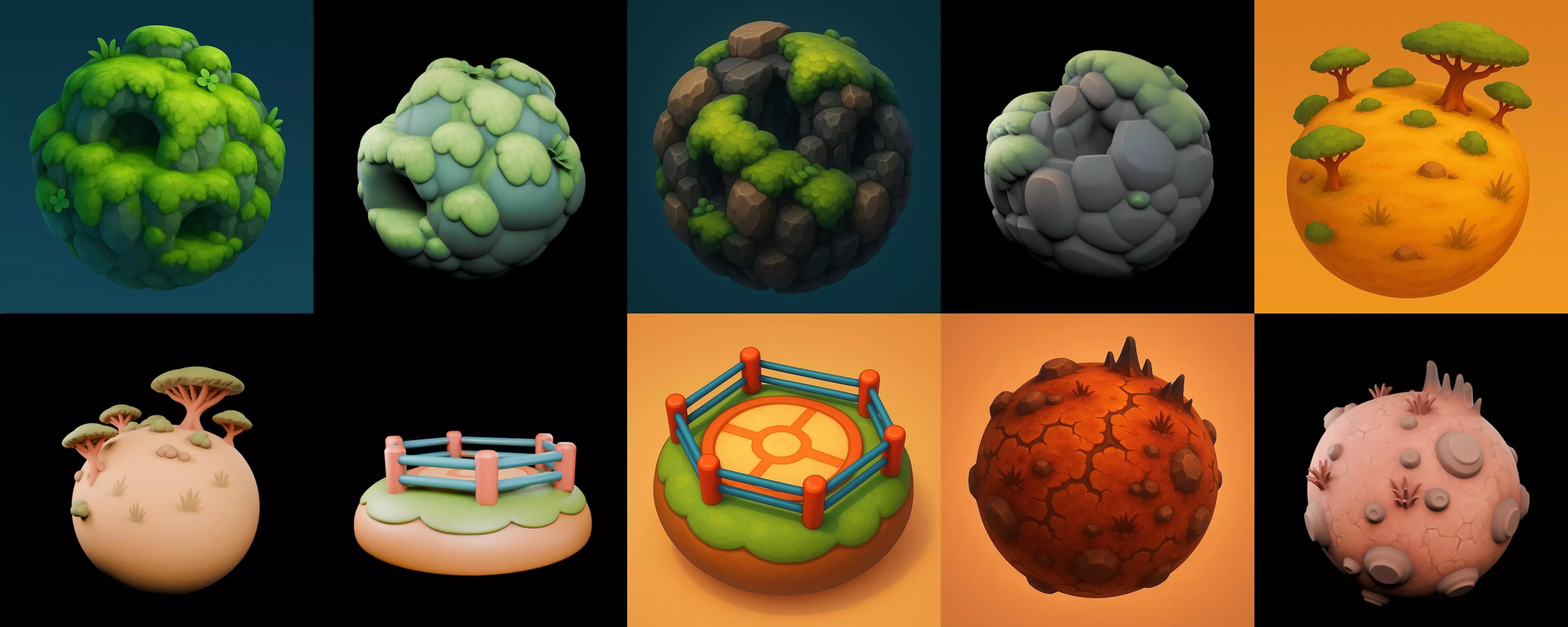 Planet Earth One bundle 4 pack 100 glb 3D model_7