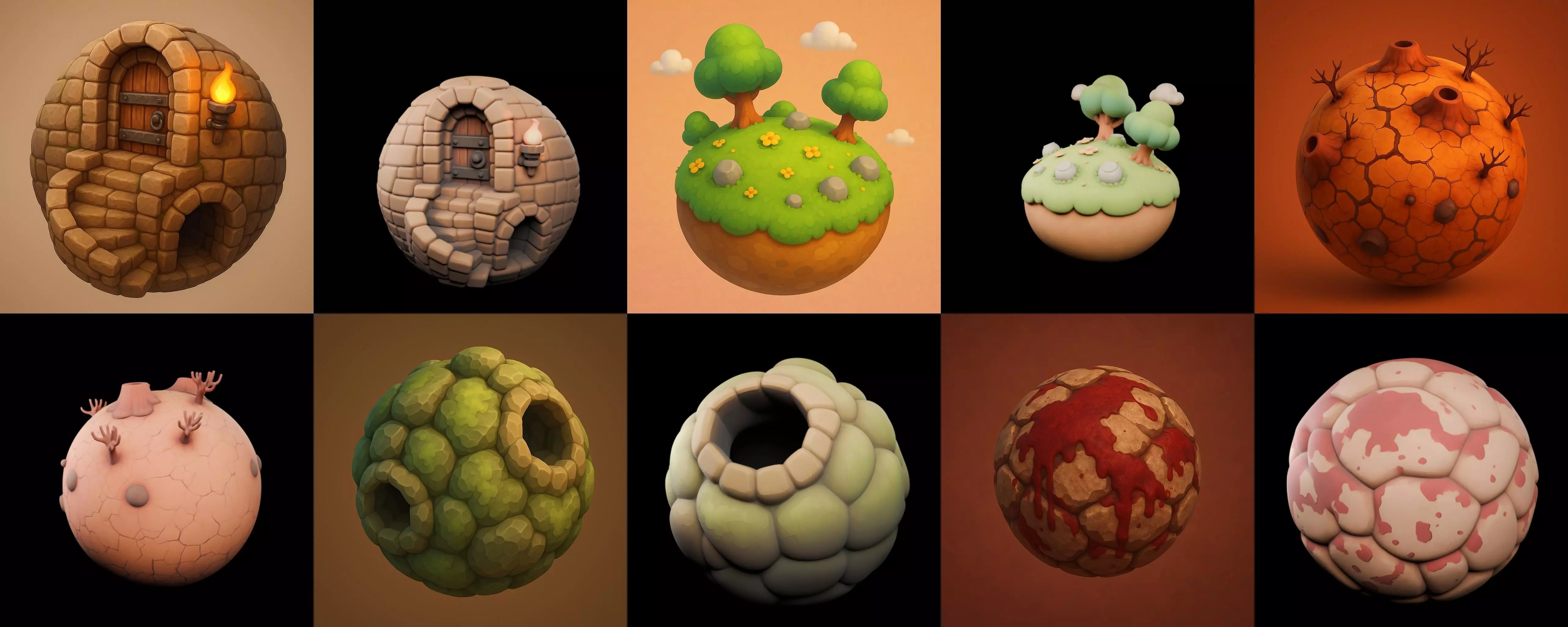 Planet Earth One bundle 4 pack 100 glb 3D model_8