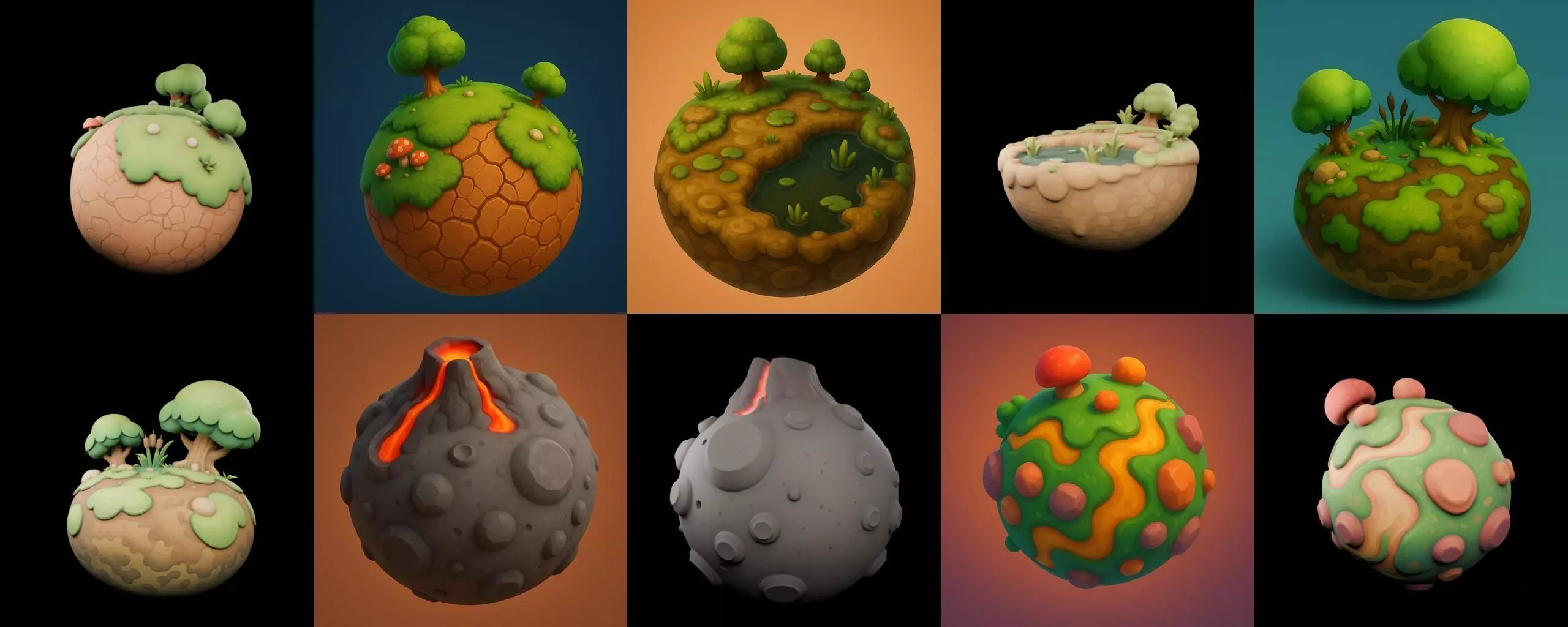 Planet Earth One bundle 4 pack 100 glb 3D model_4