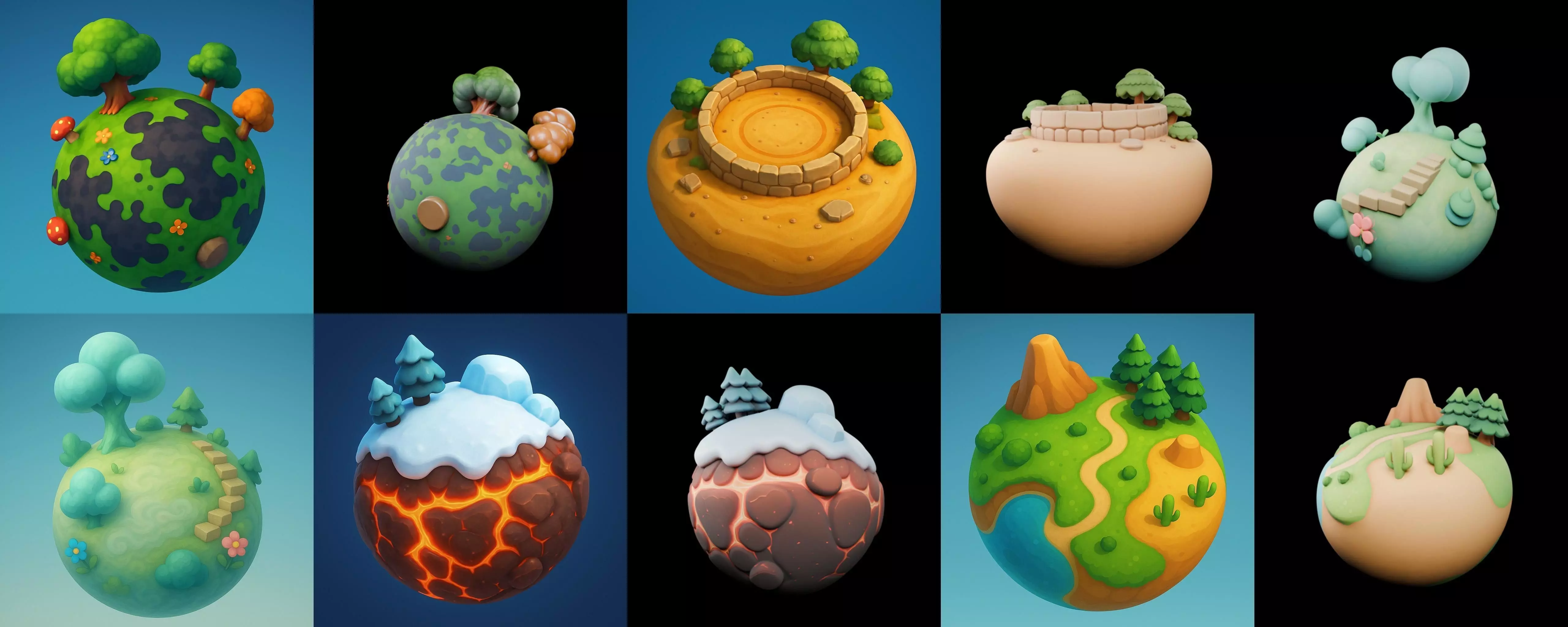 Planet Earth One bundle 4 pack 100 glb 3D model_13
