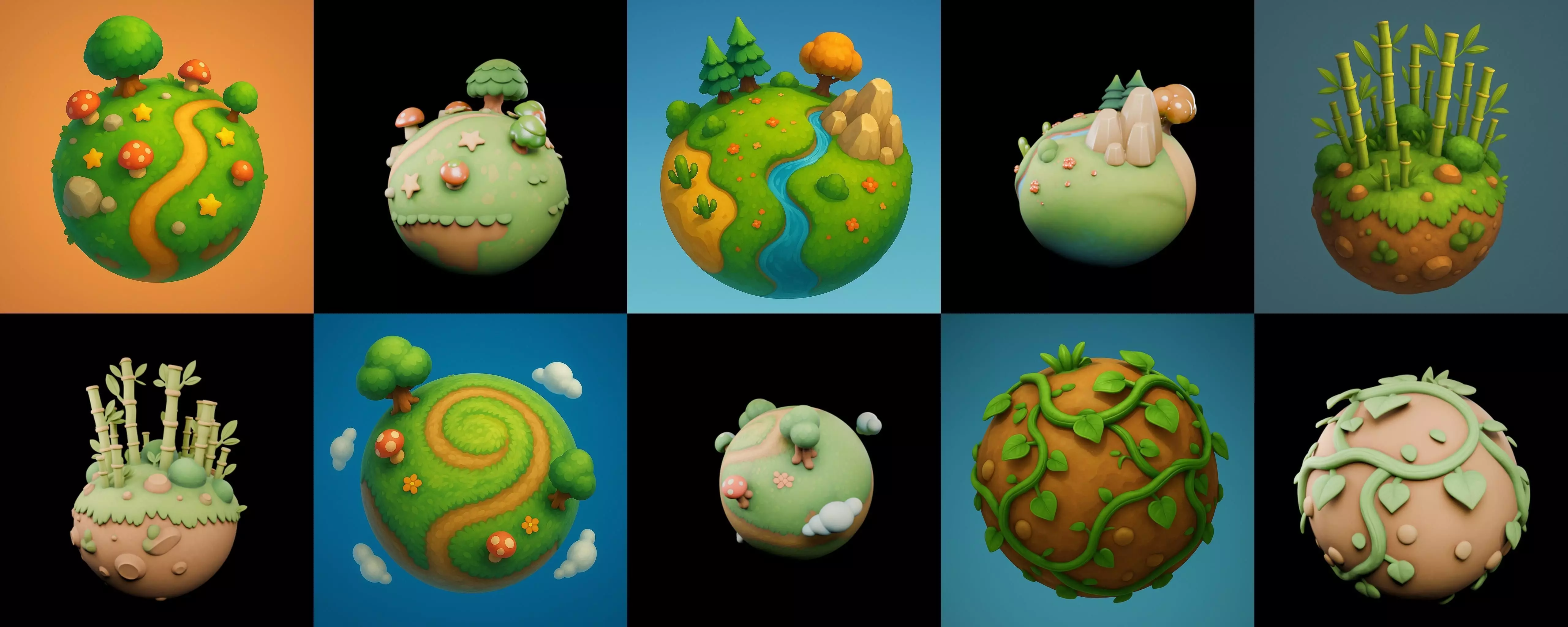 Planet Earth One bundle 4 pack 100 glb 3D model_1