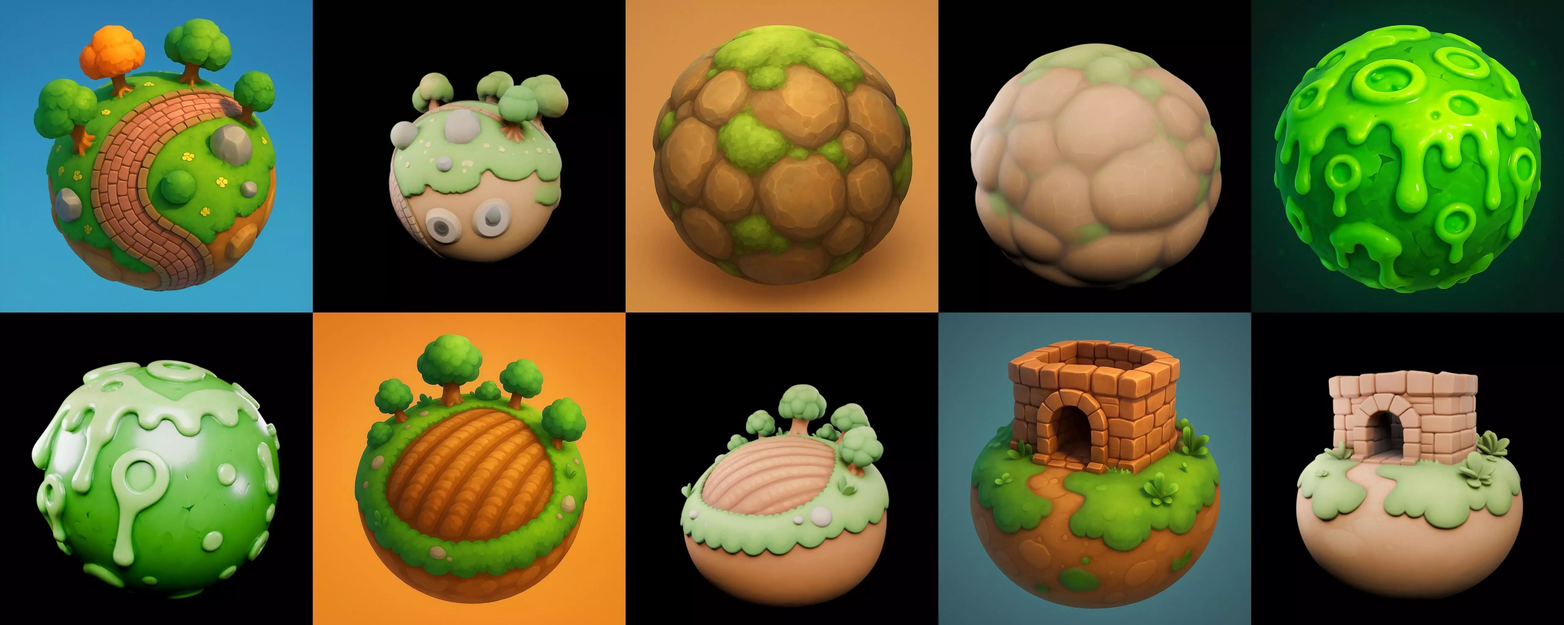 Planet Earth One bundle 4 pack 100 glb 3D model_16