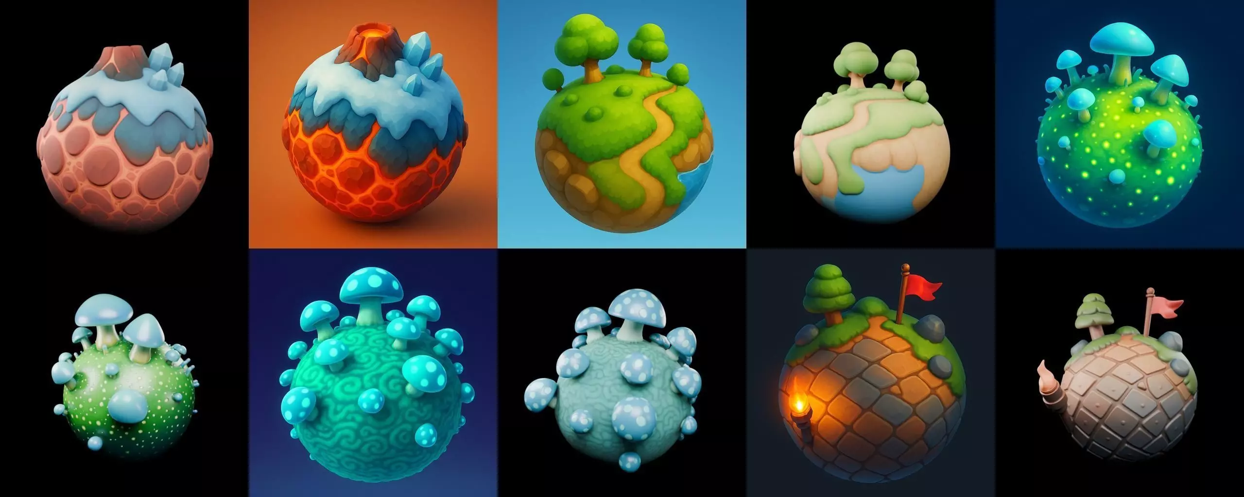 Planet Earth One bundle 4 pack 100 glb 3D model_3