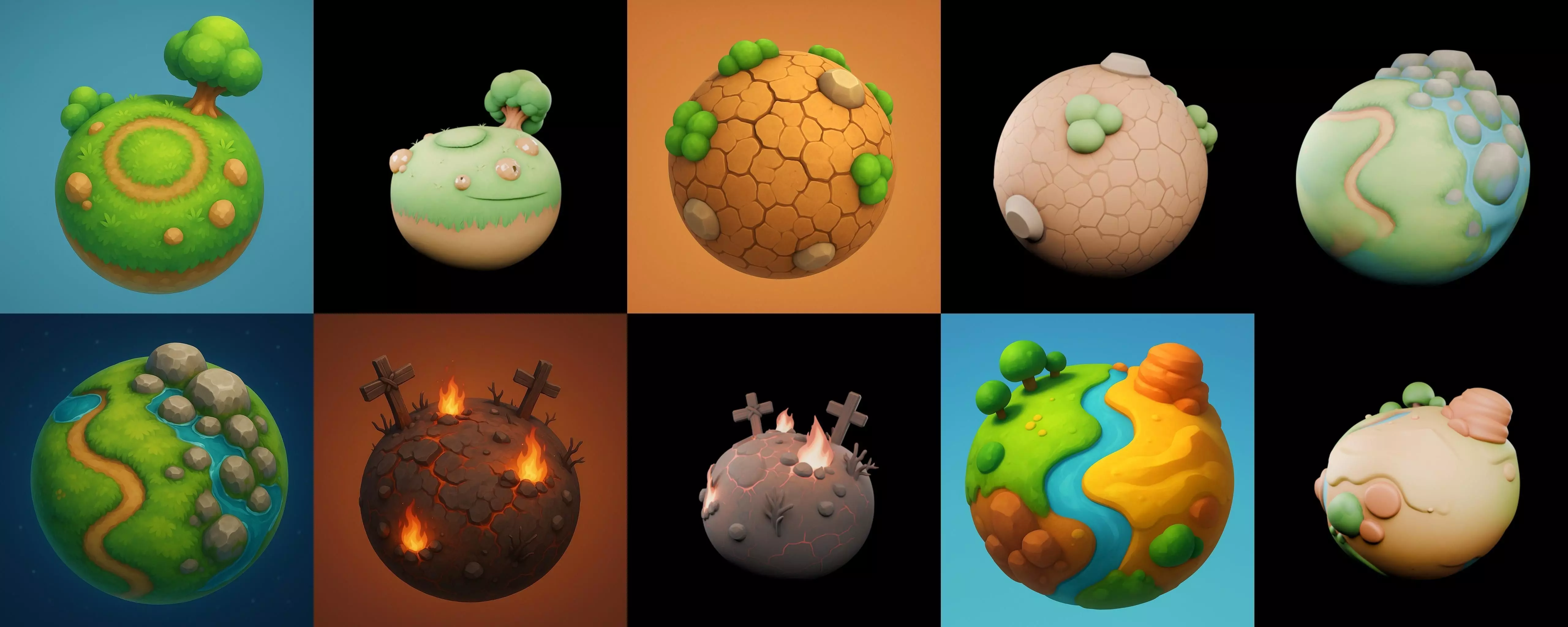 Planet Earth One bundle 4 pack 100 glb 3D model_9