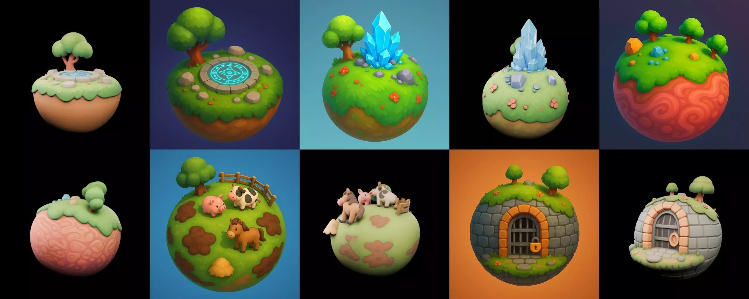 Planet Earth One bundle 4 pack 100 glb 3D model_12