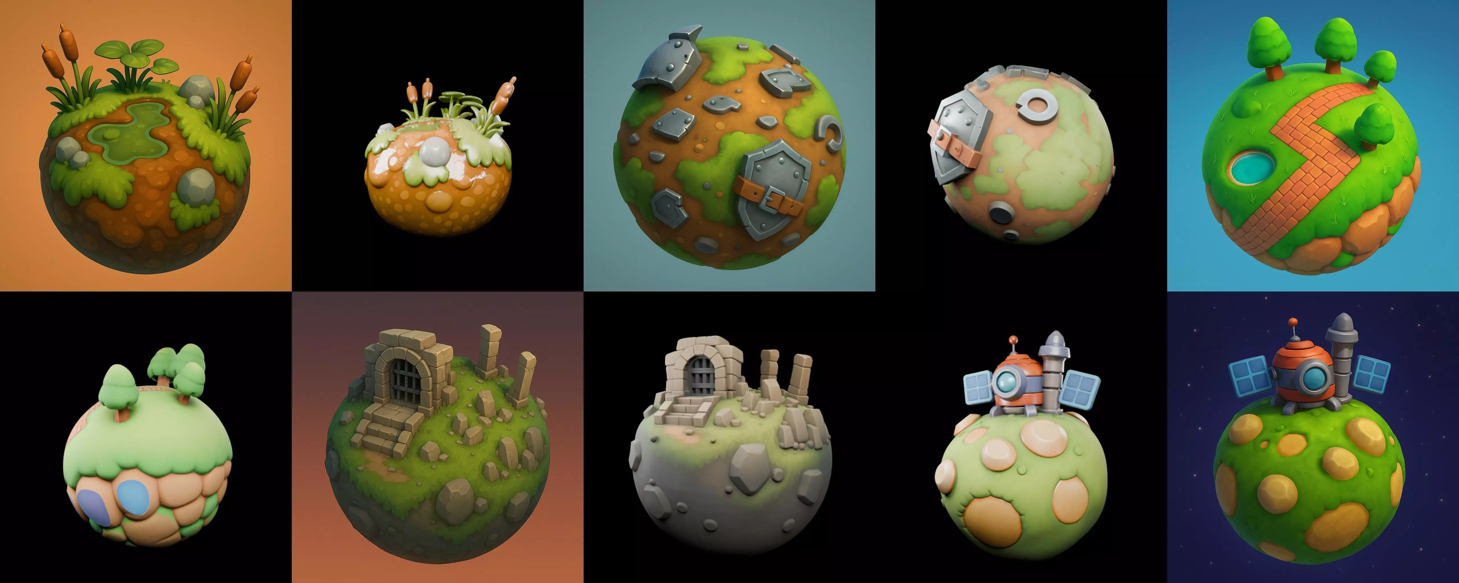 Planet Earth One bundle 4 pack 100 glb 3D model_17