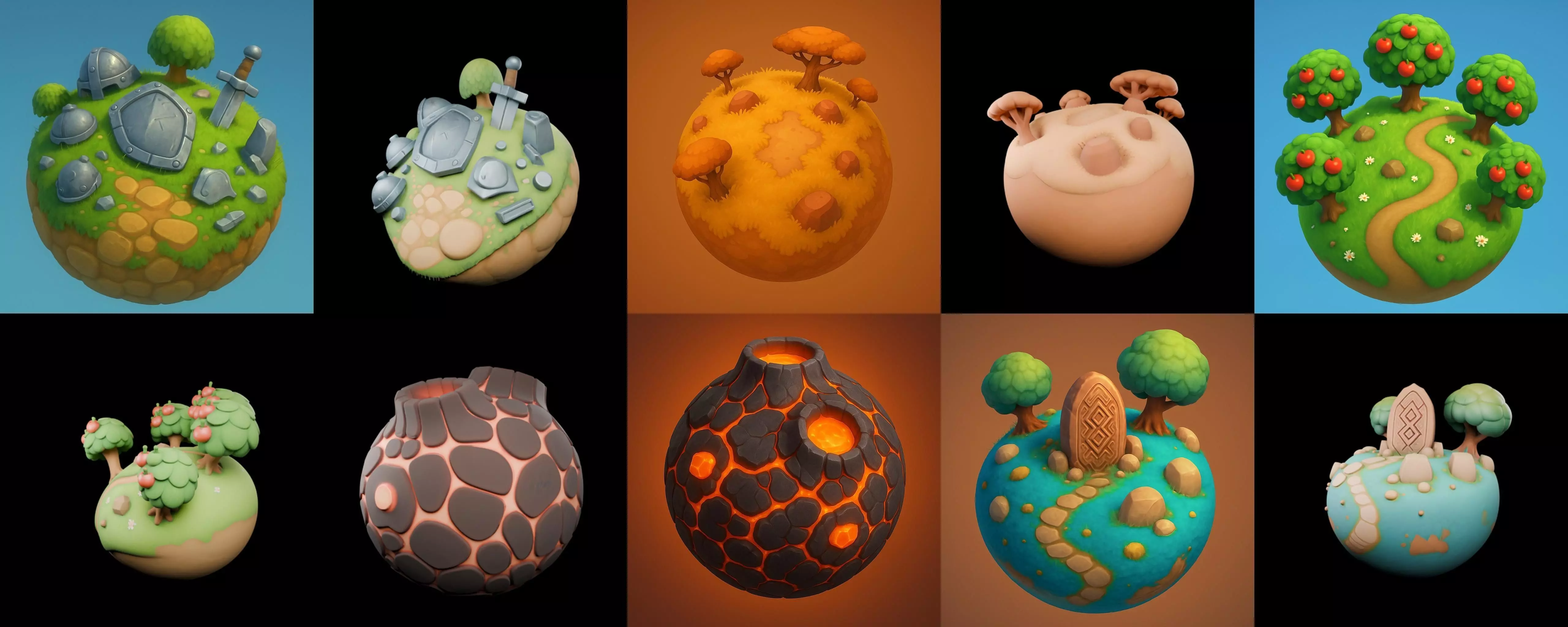 Planet Earth One bundle 2 pack 100 glb 3D model_9