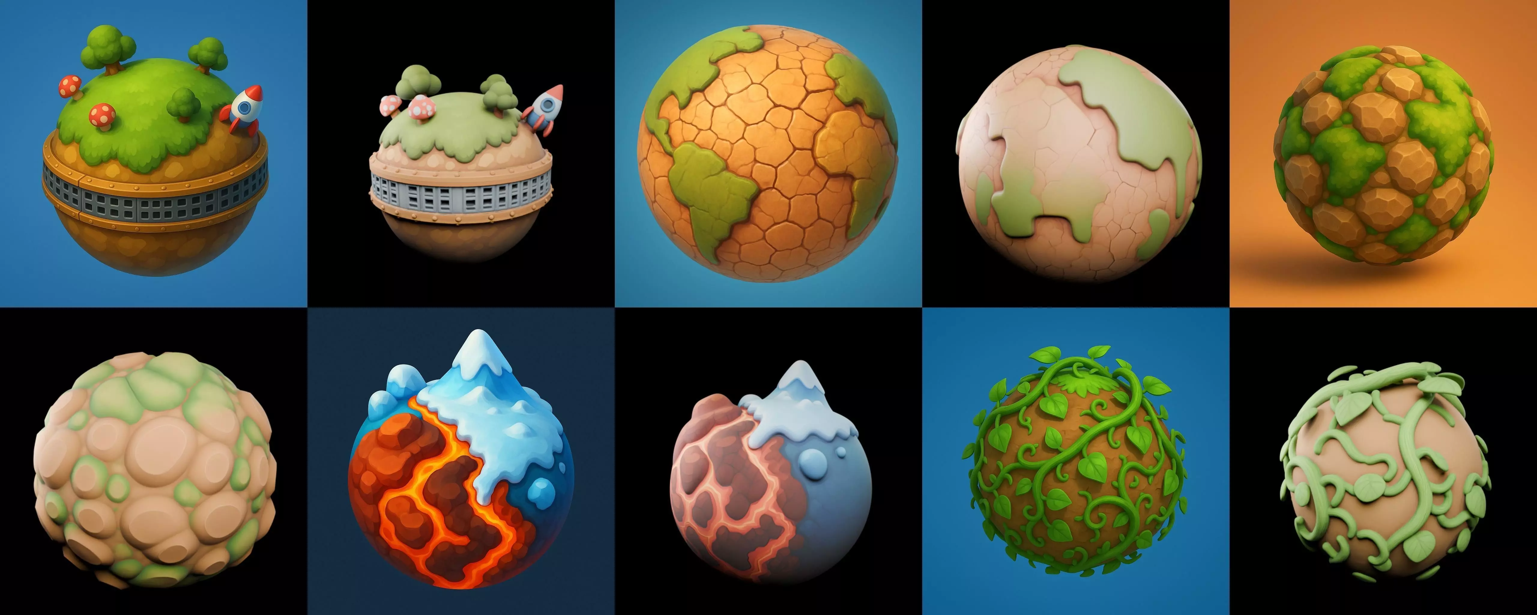Planet Earth One bundle 2 pack 100 glb 3D model_2