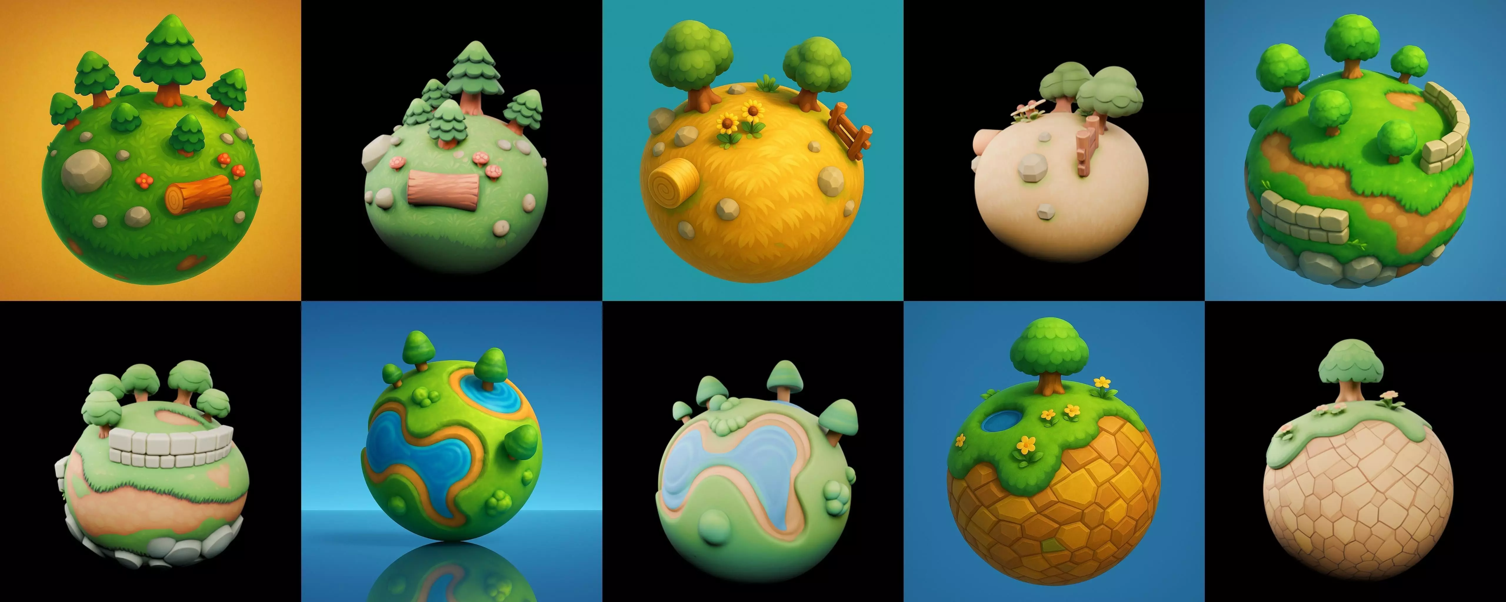 Planet Earth One bundle 2 pack 100 glb 3D model_11