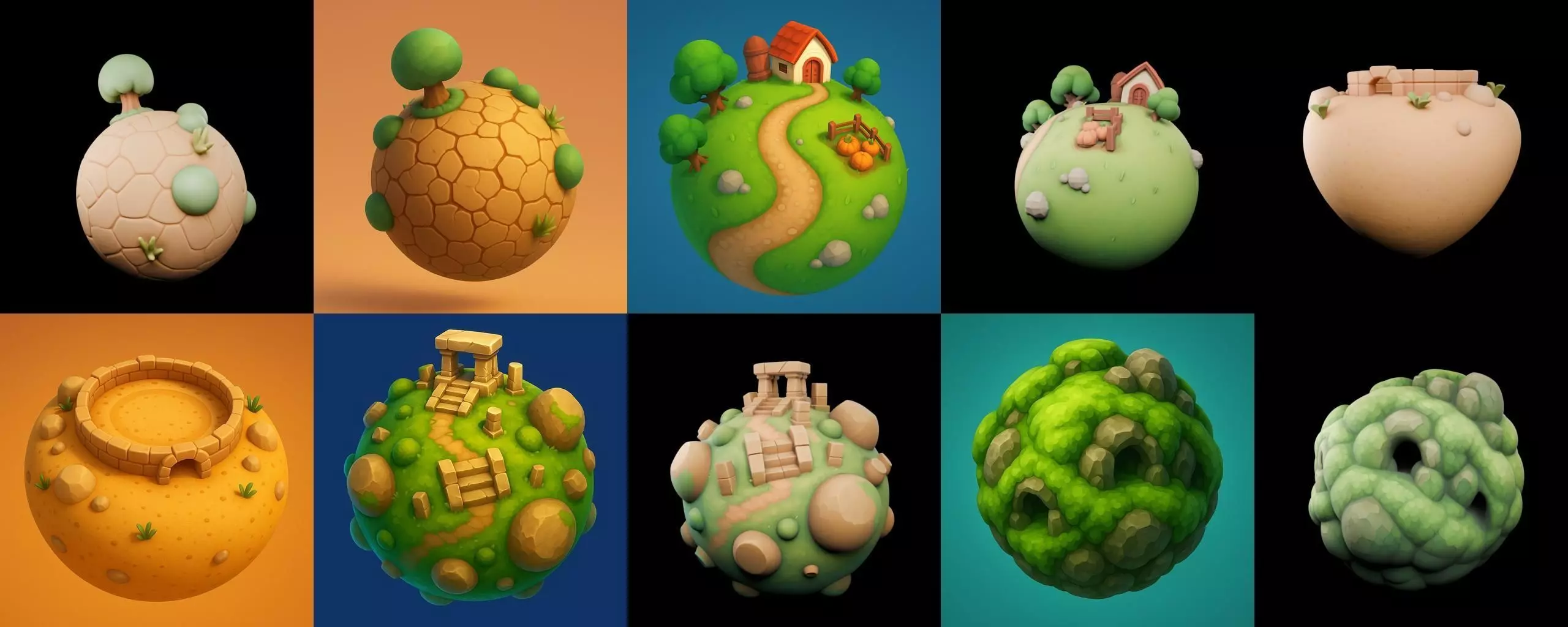 Planet Earth One bundle 2 pack 100 glb 3D model_17