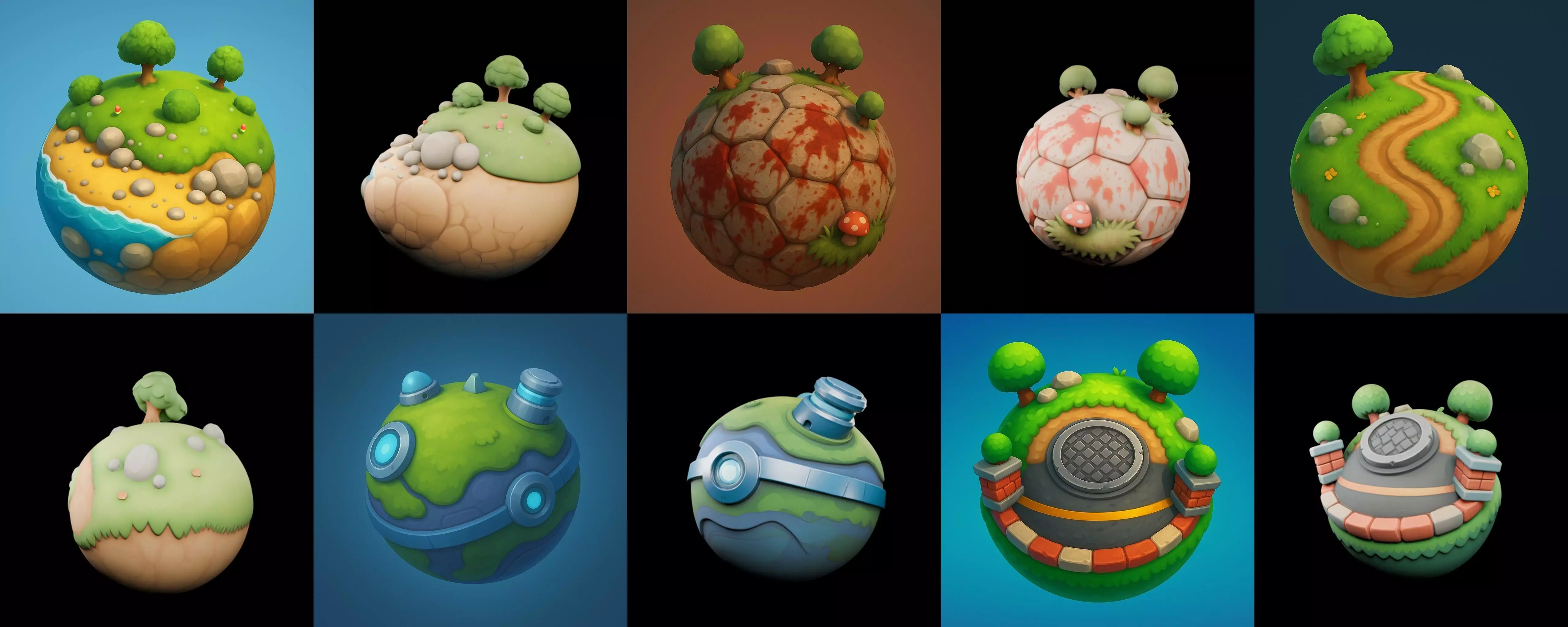 Planet Earth One bundle 2 pack 100 glb 3D model_7