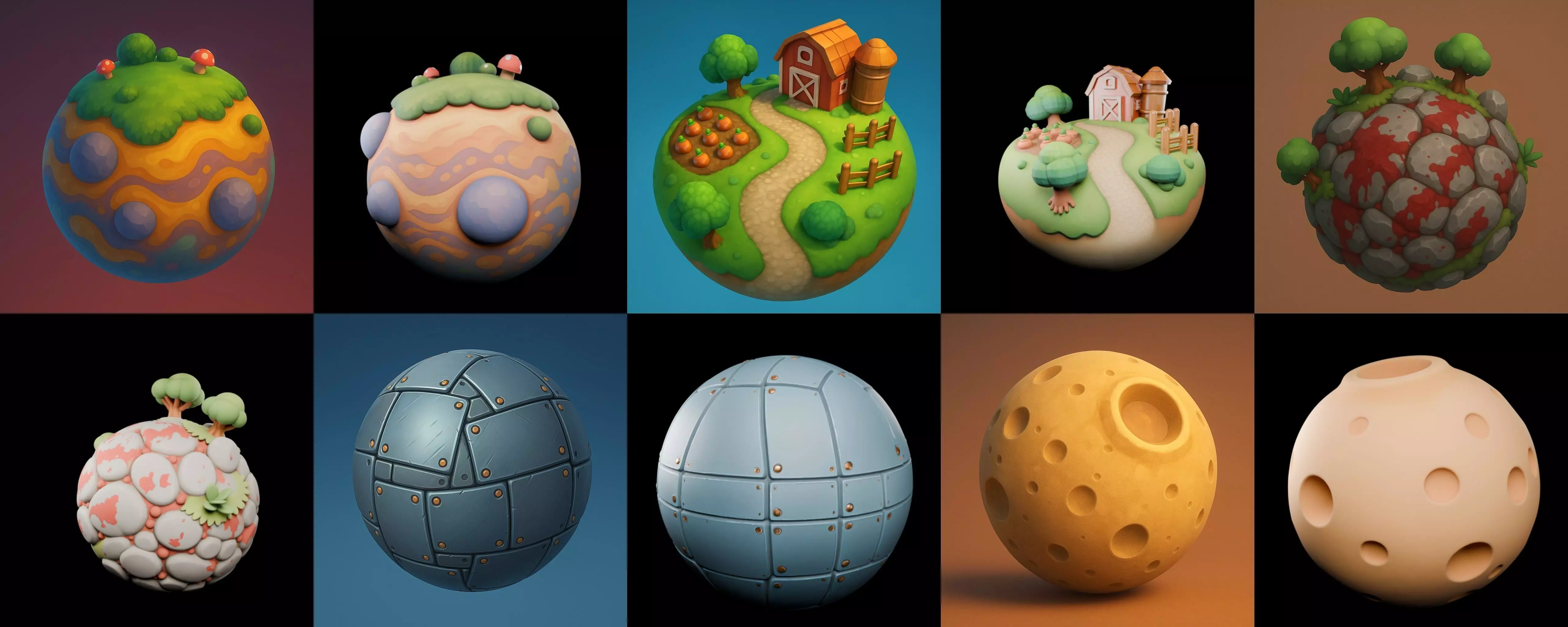 Planet Earth One bundle 2 pack 100 glb 3D model_15