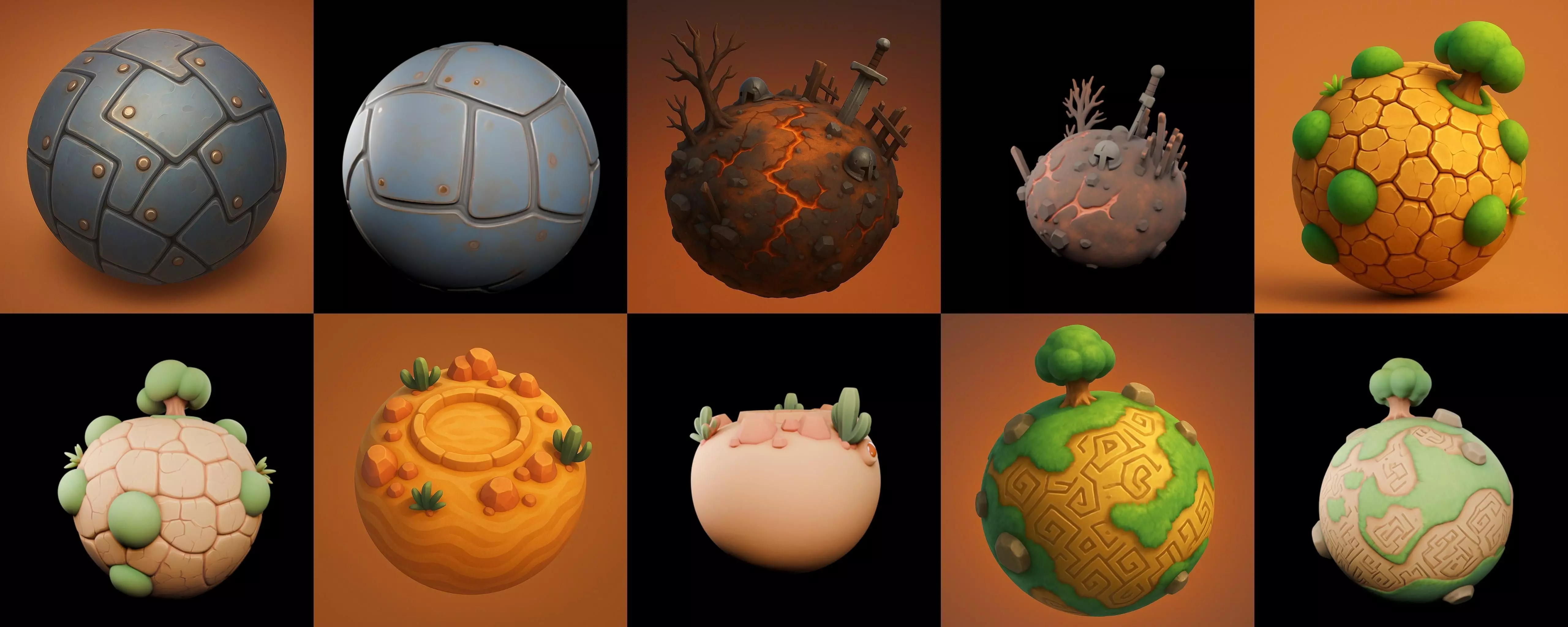 Planet Earth One bundle 2 pack 100 glb 3D model_3