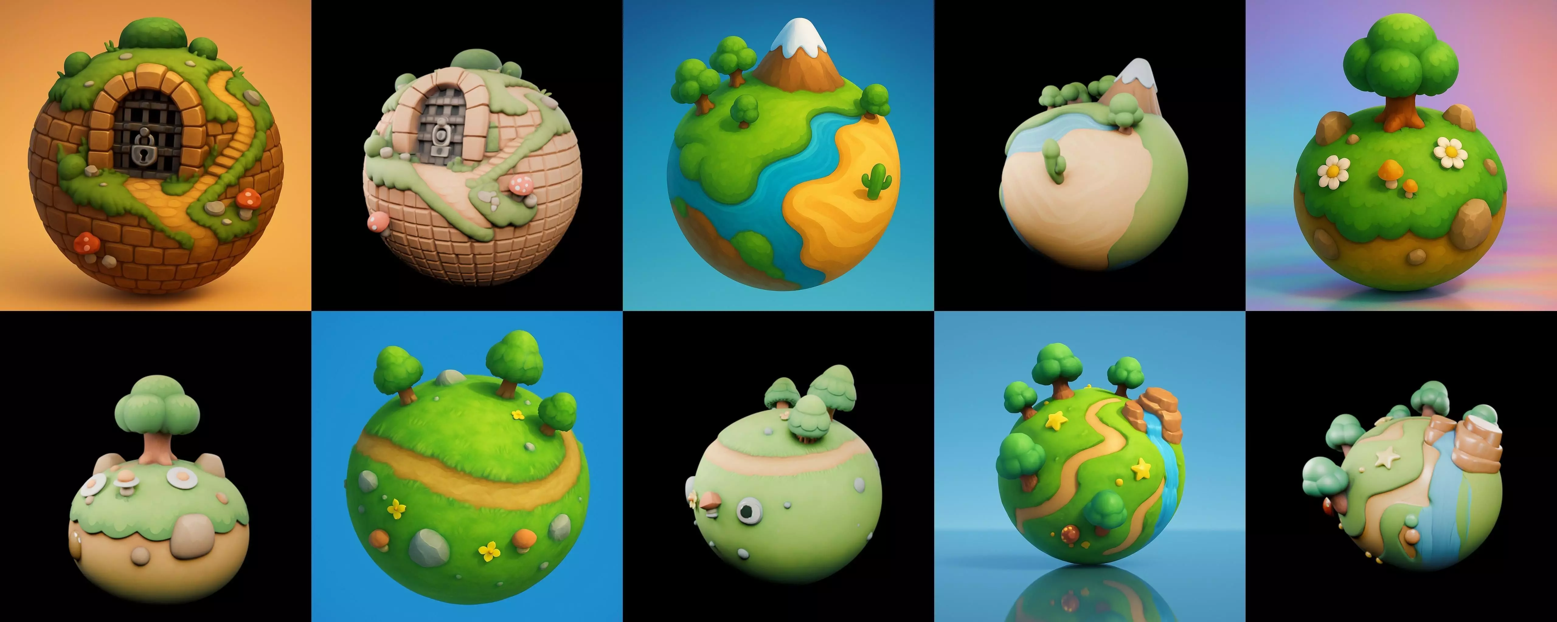 Planet Earth One bundle 2 pack 100 glb 3D model_16