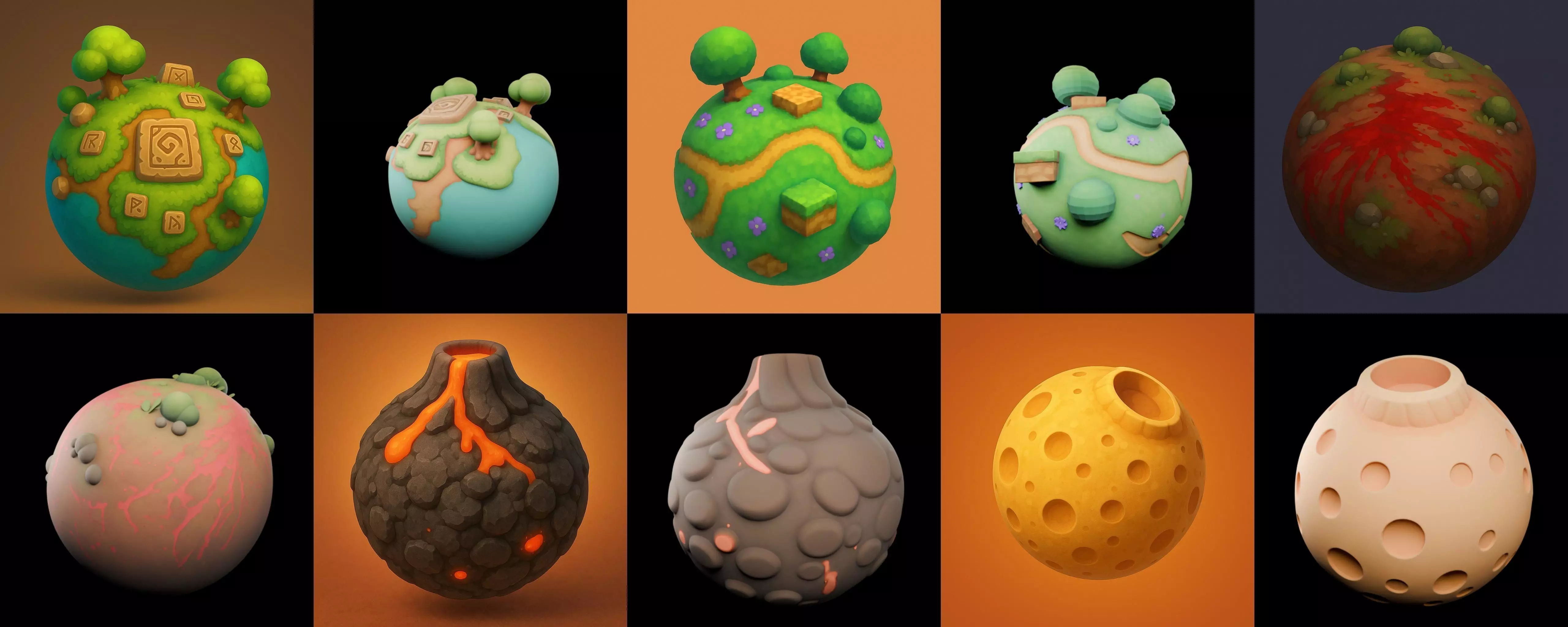 Planet Earth One bundle 2 pack 100 glb 3D model_8