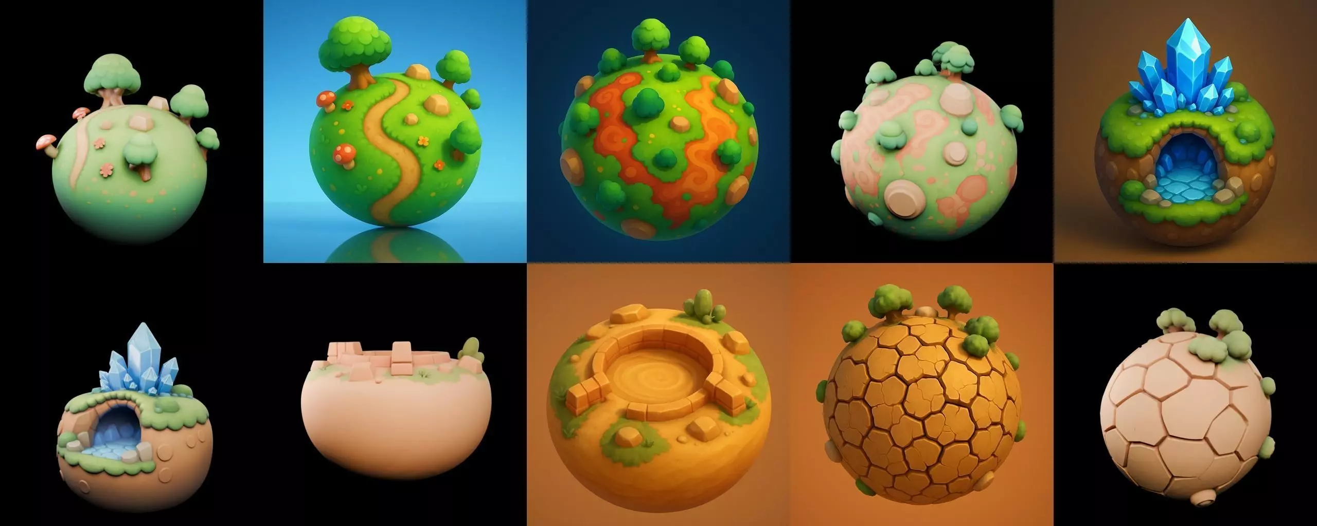 Planet Earth One bundle 2 pack 100 glb 3D model_6