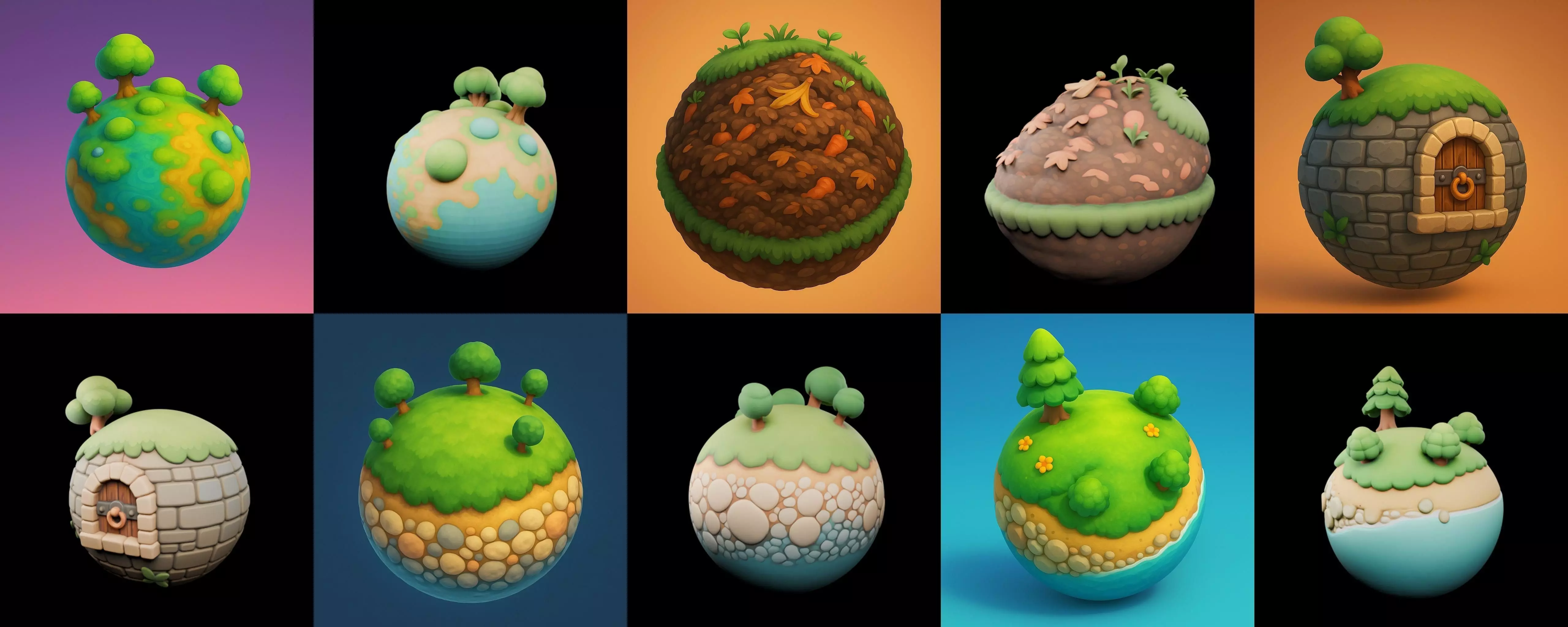 Planet Earth One bundle 2 pack 100 glb 3D model_5