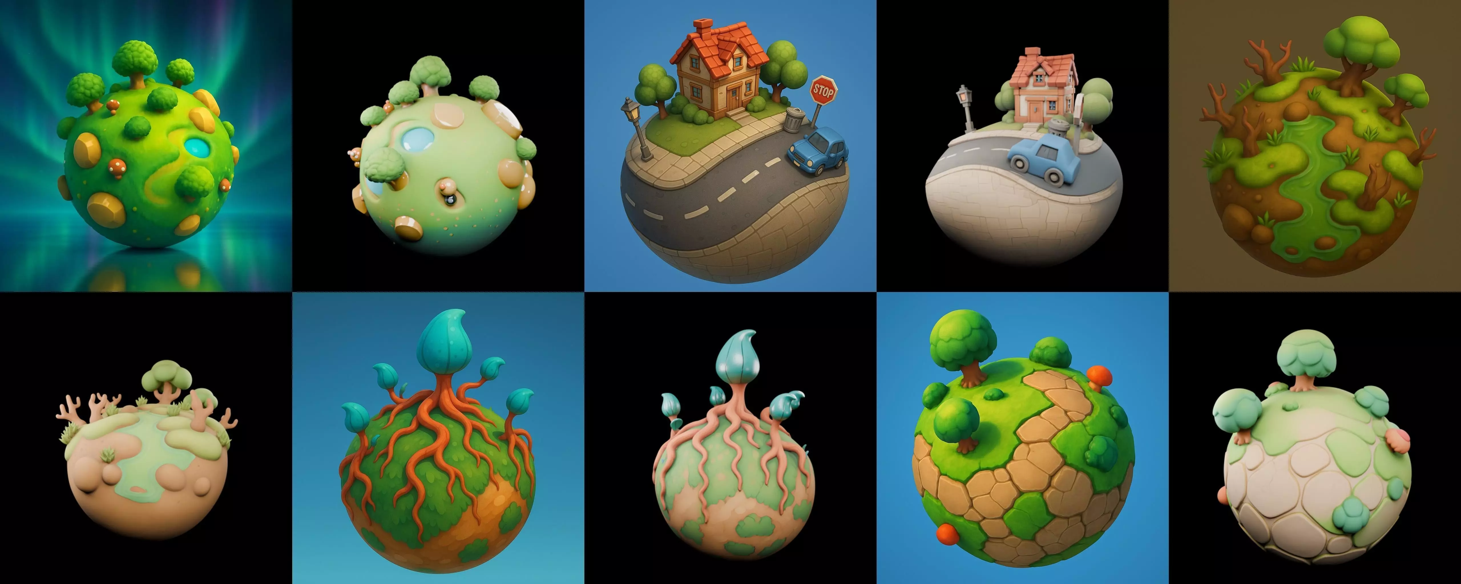 Planet Earth One bundle 2 pack 100 glb 3D model_10