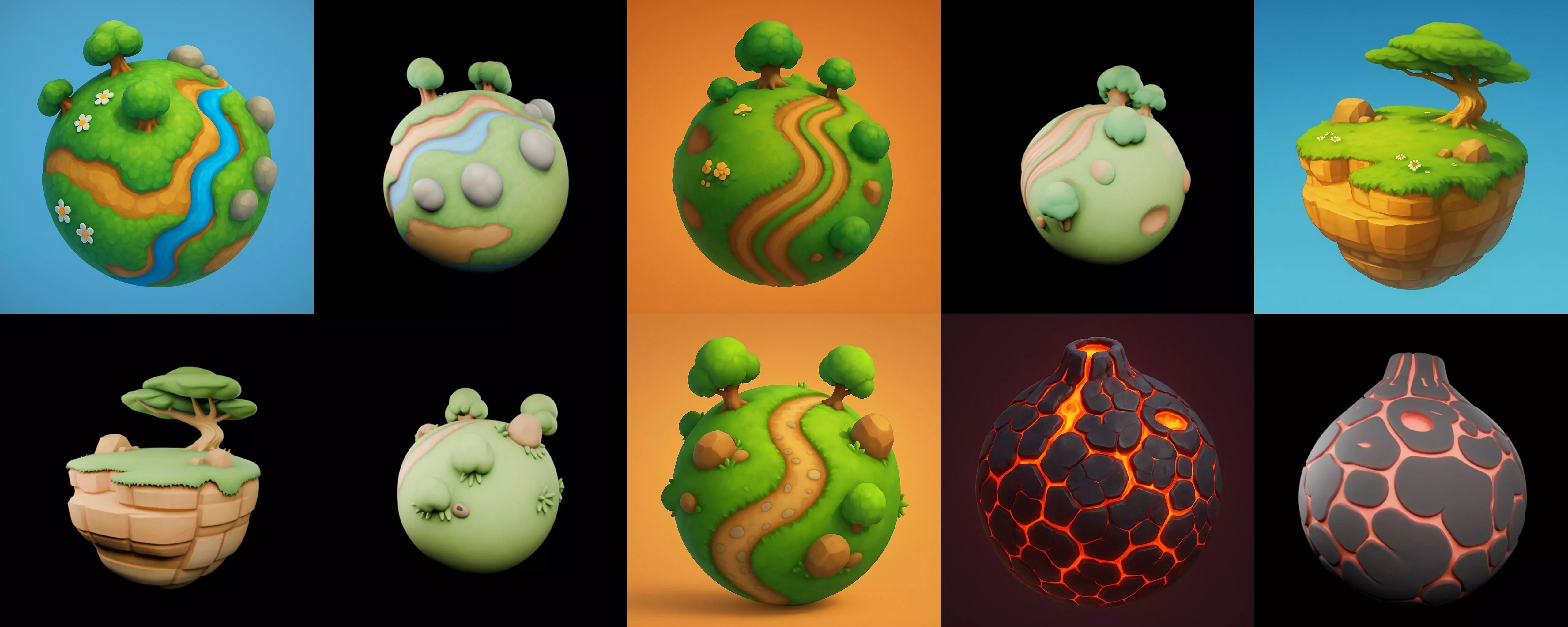 Planet Earth One bundle 2 pack 100 glb 3D model_0