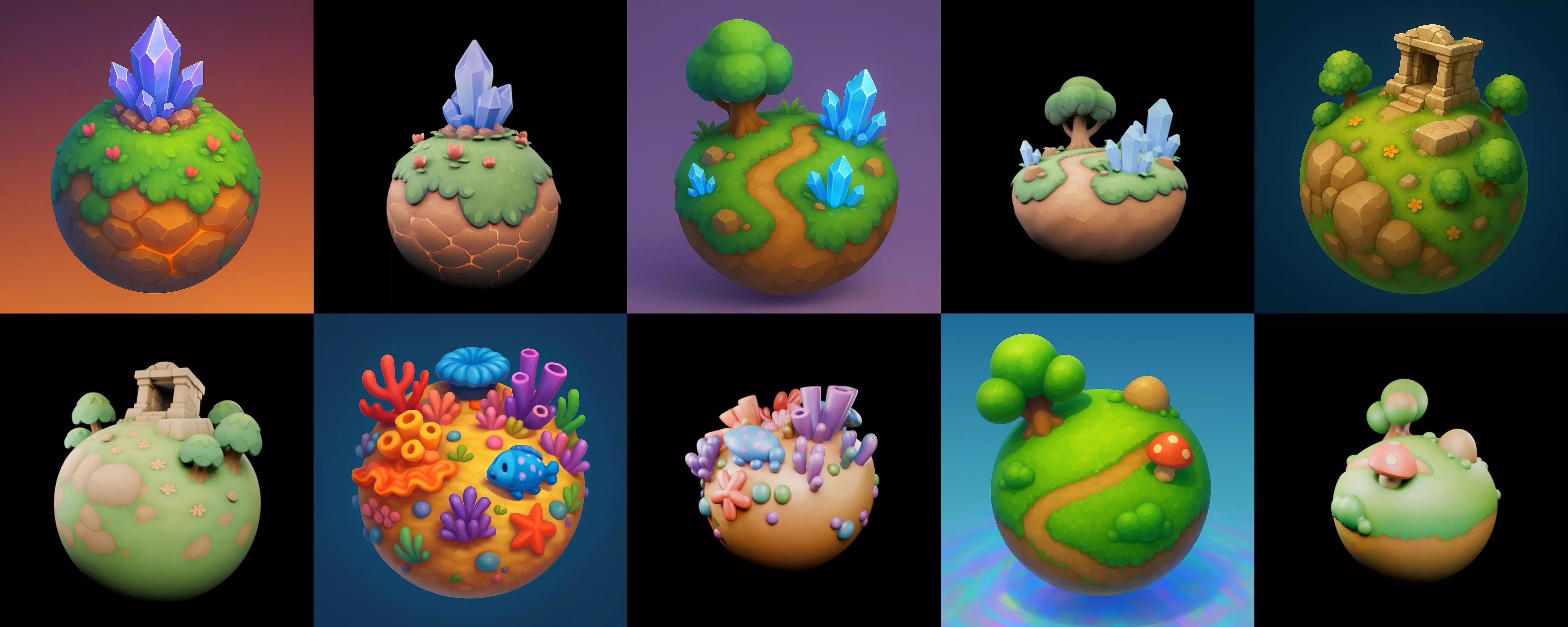 Planet Earth One bundle 2 pack 100 glb 3D model_13