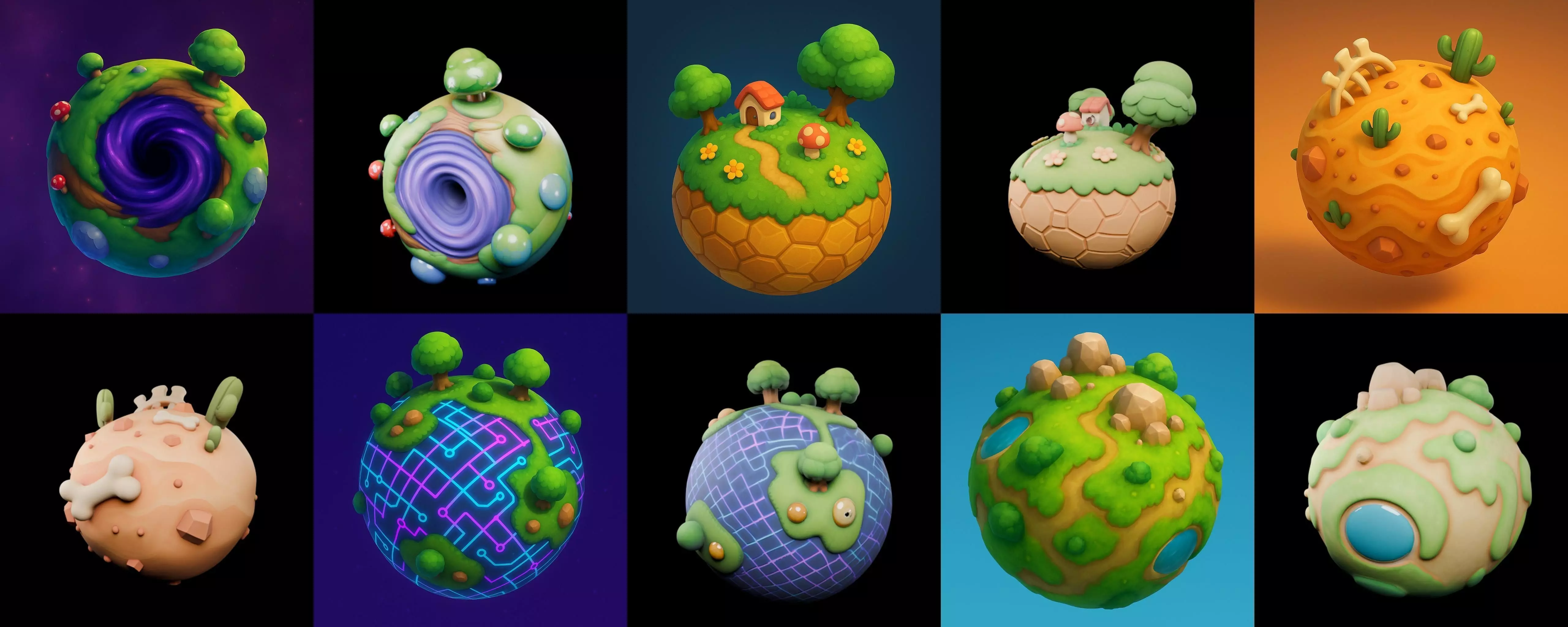 Planet Earth One bundle 12 pack 100 glb 3D model_18