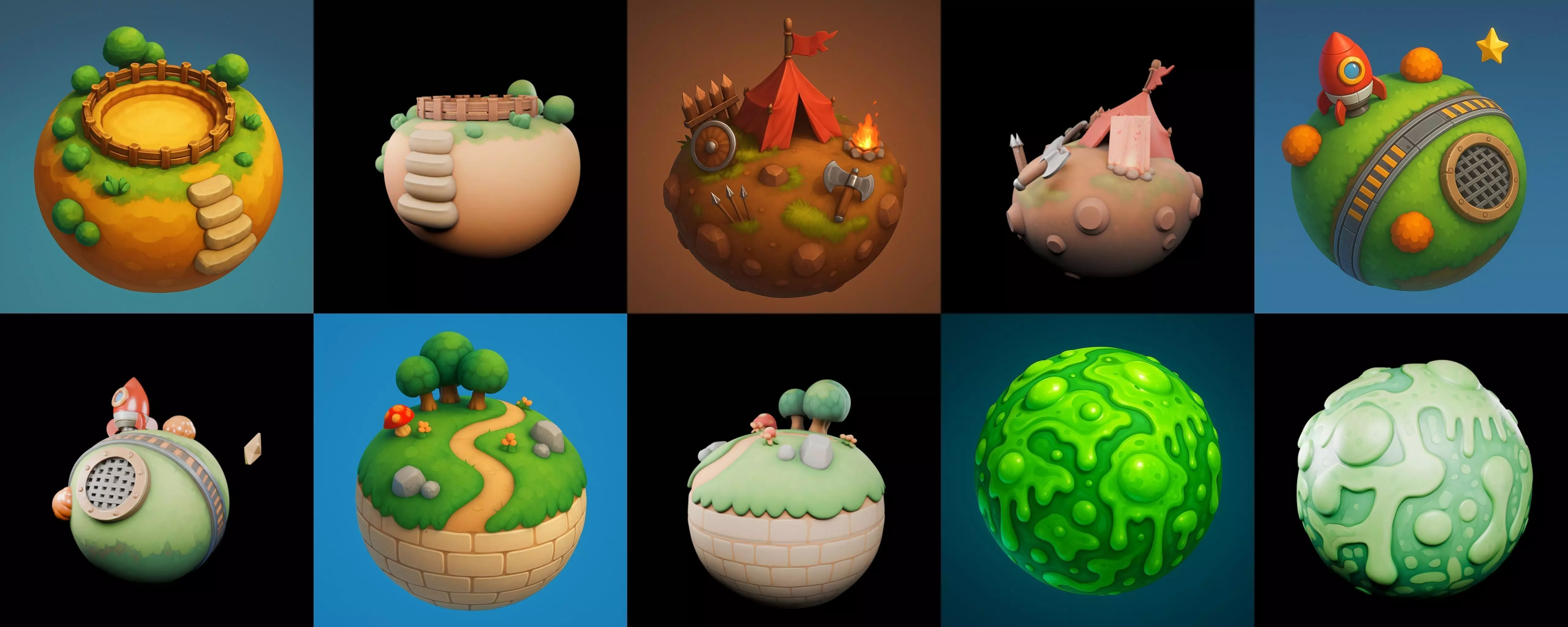 Planet Earth One bundle 12 pack 100 glb 3D model_16