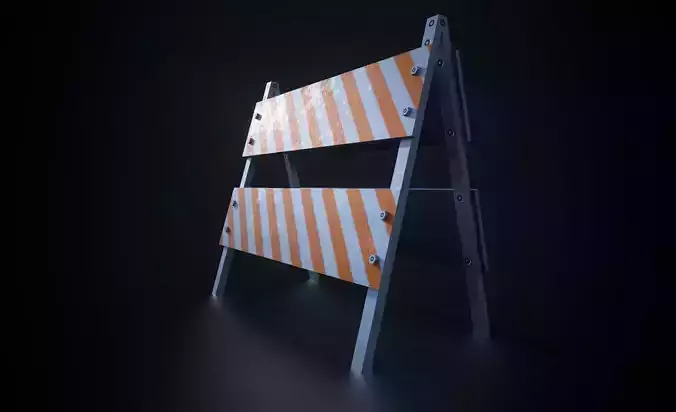 Road Barrier  Variation 2 Low Poly PBR Game Ready