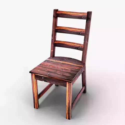 Stylized Wooden Chair Handcrafted Furniture 3D Model 3D model