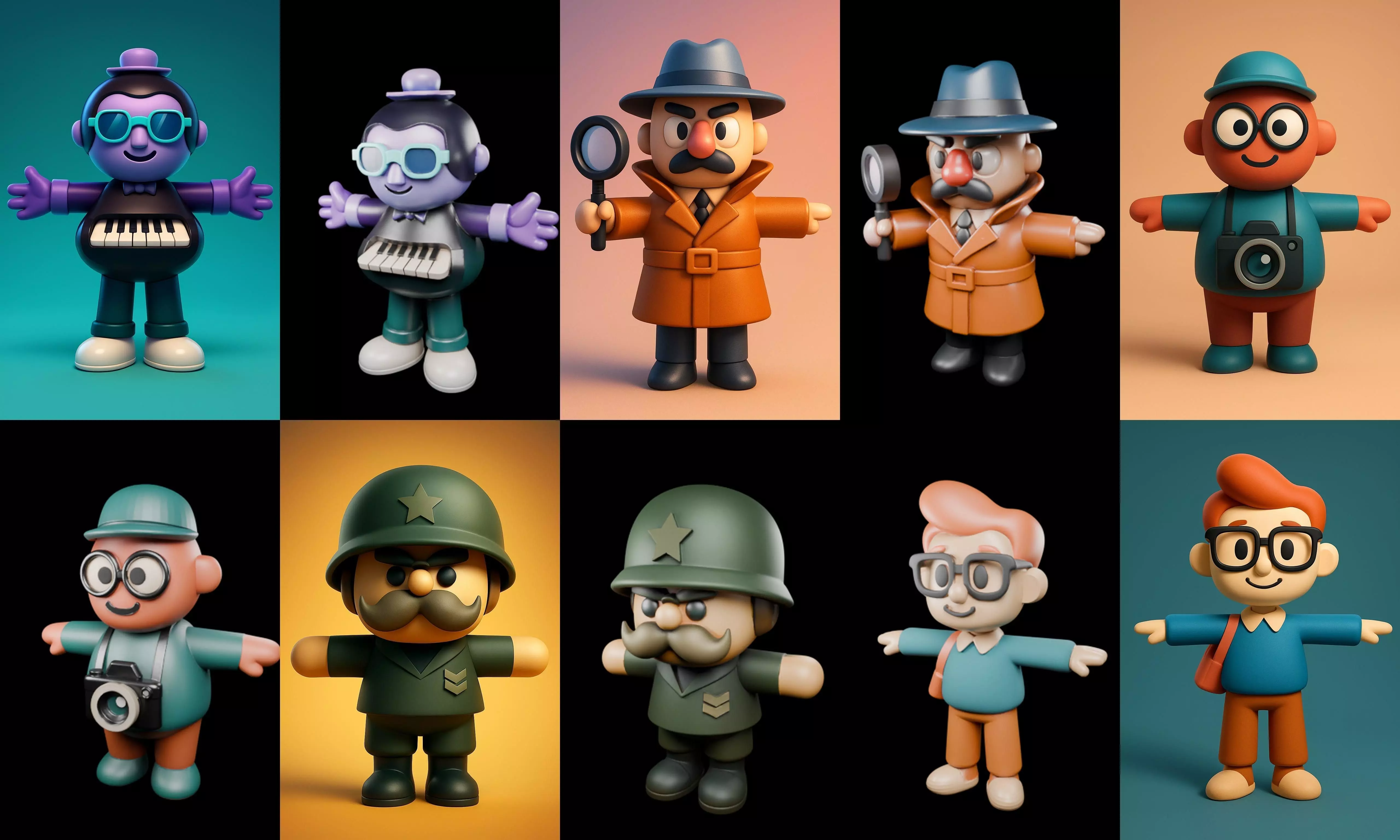 Mini Boy Fantasy bundle 6 pack 100 glb 3D model_17