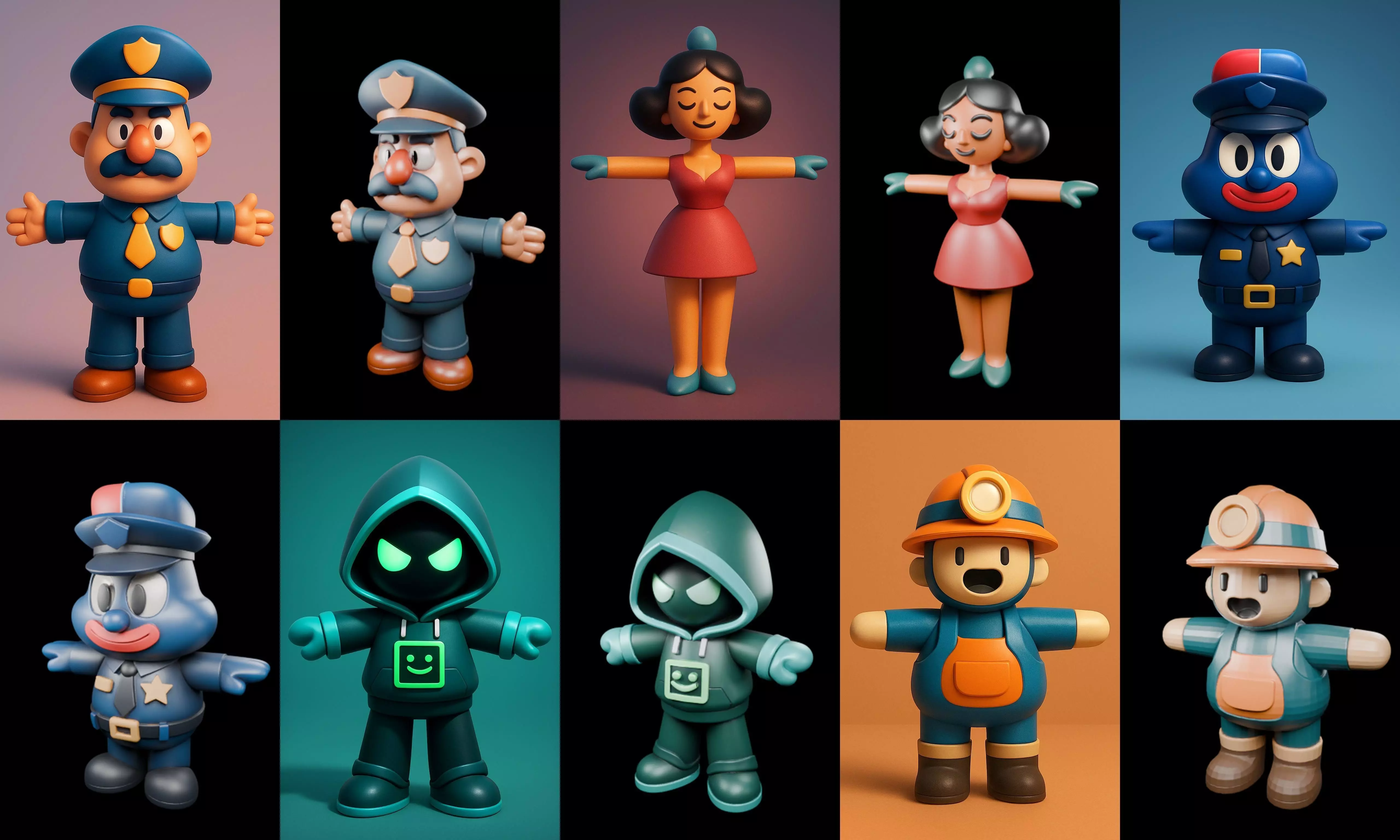 Mini Boy Fantasy bundle 6 pack 100 glb 3D model_7