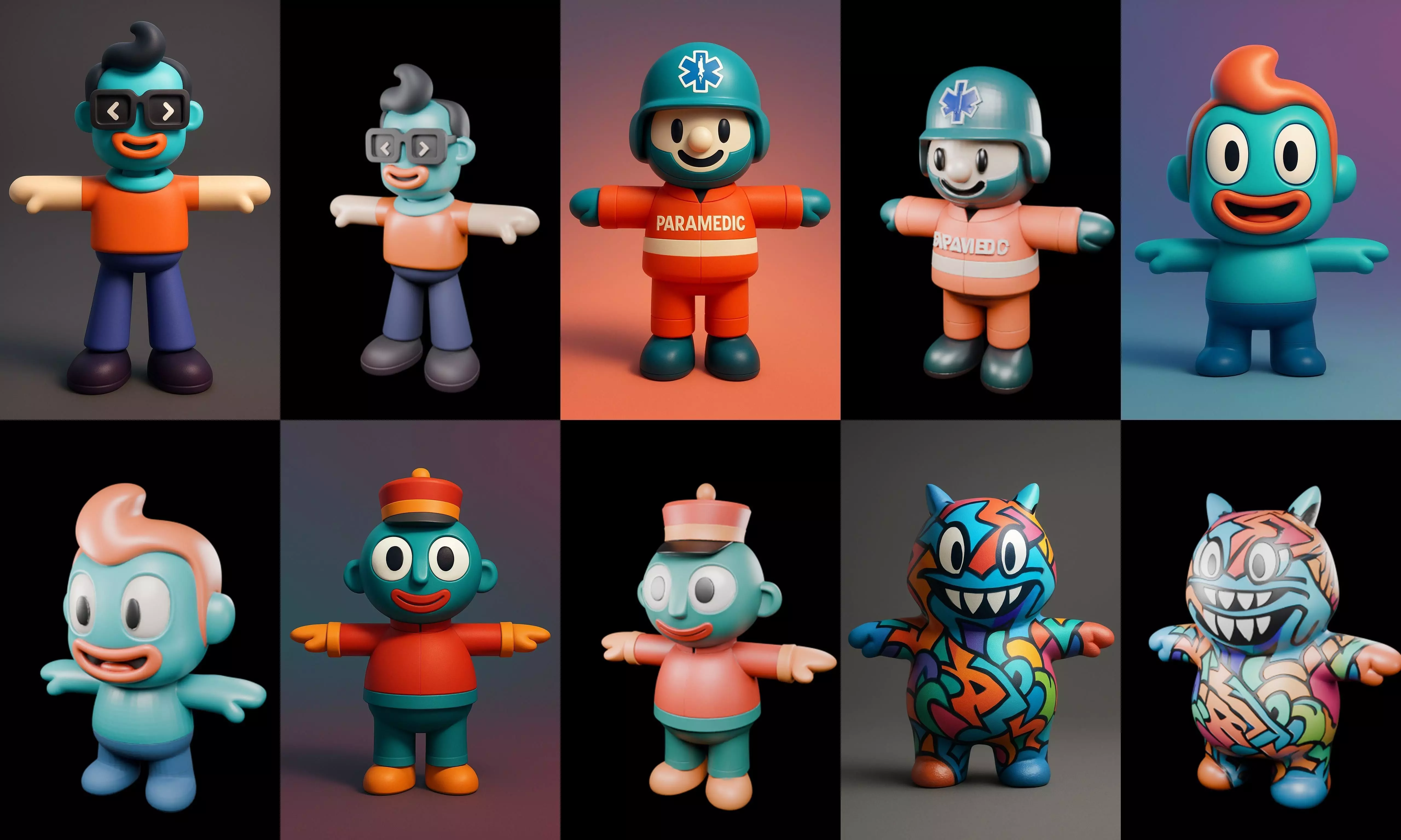 Mini Boy Fantasy bundle 6 pack 100 glb 3D model_4