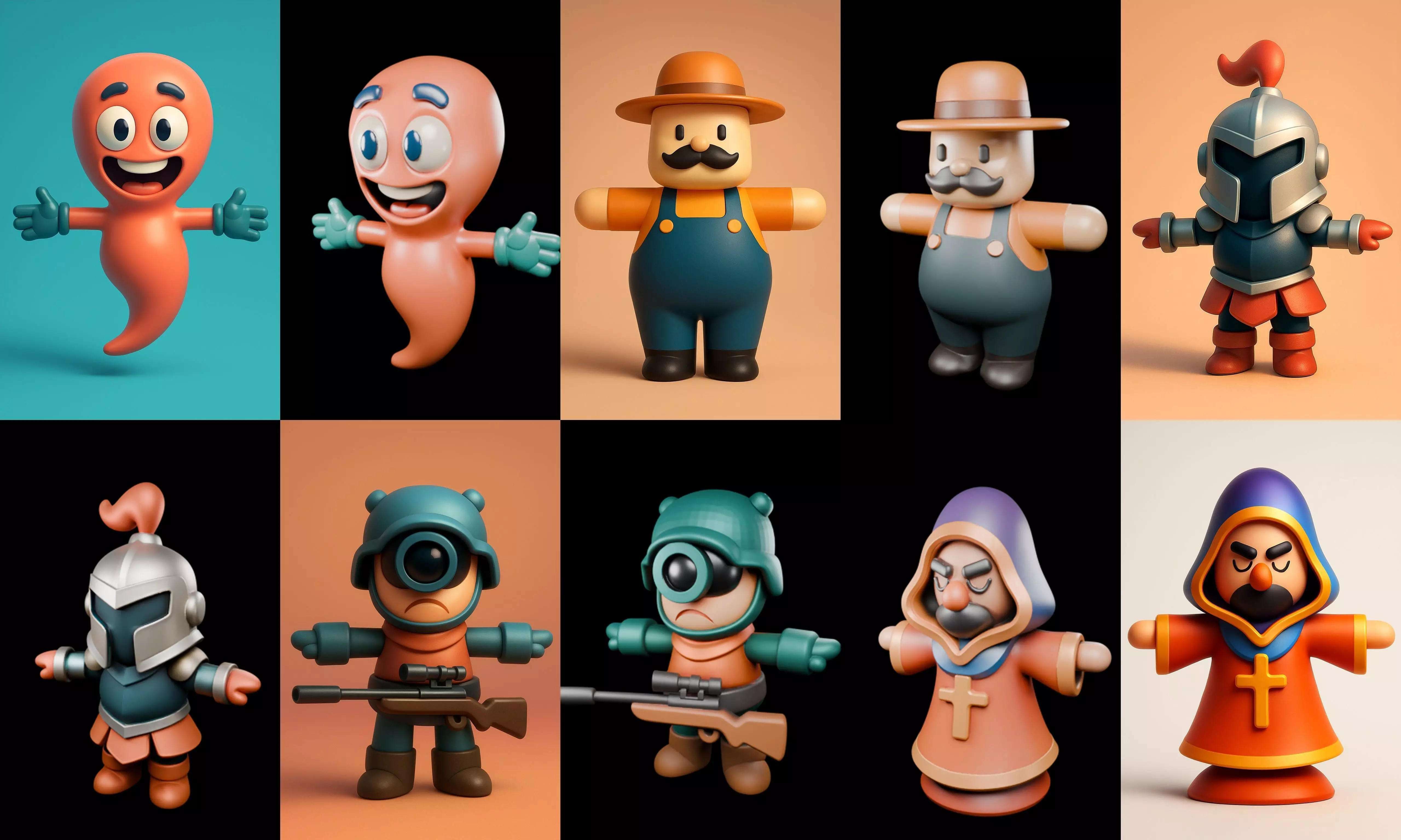 Mini Boy Fantasy bundle 6 pack 100 glb 3D model_12