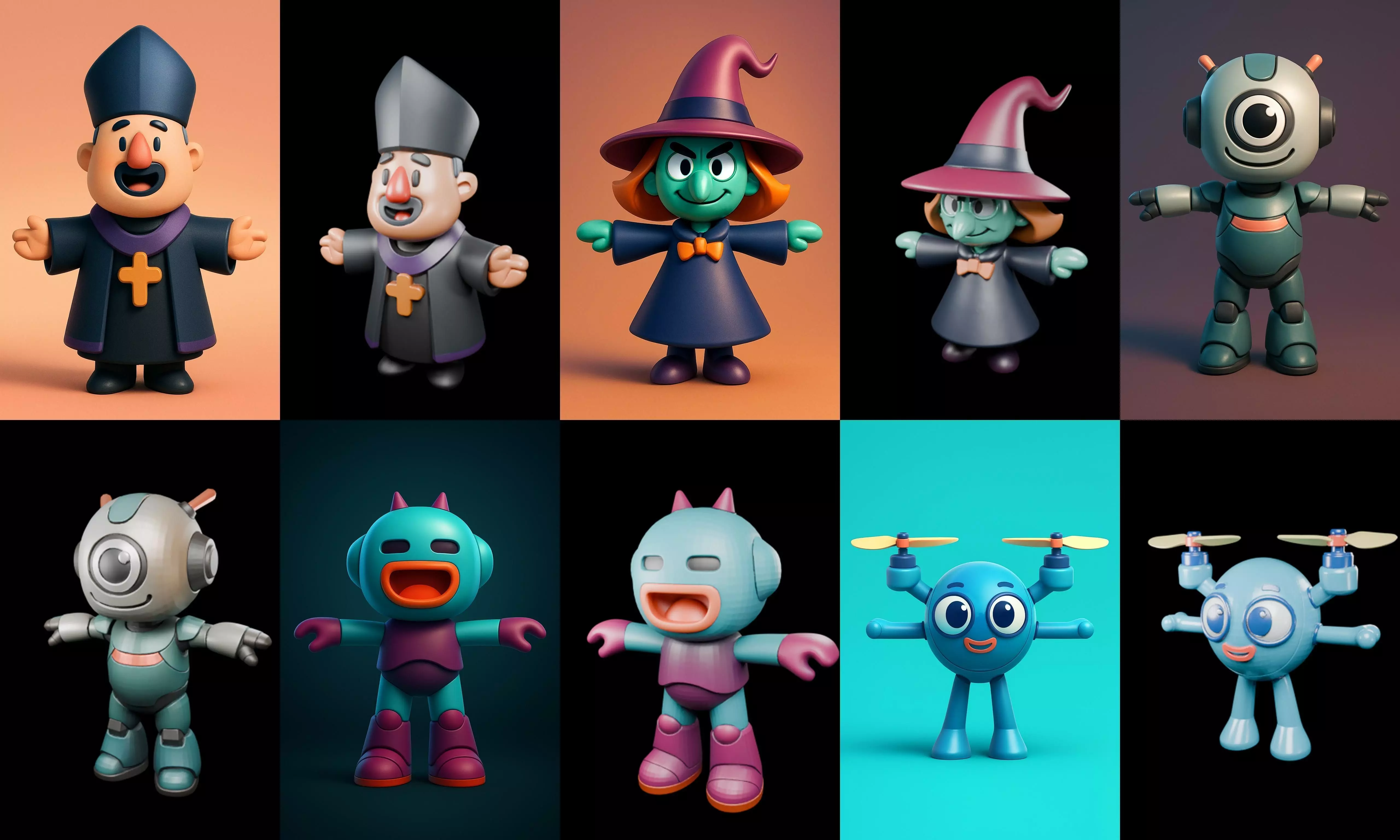 Mini Boy Fantasy bundle 6 pack 100 glb 3D model_19