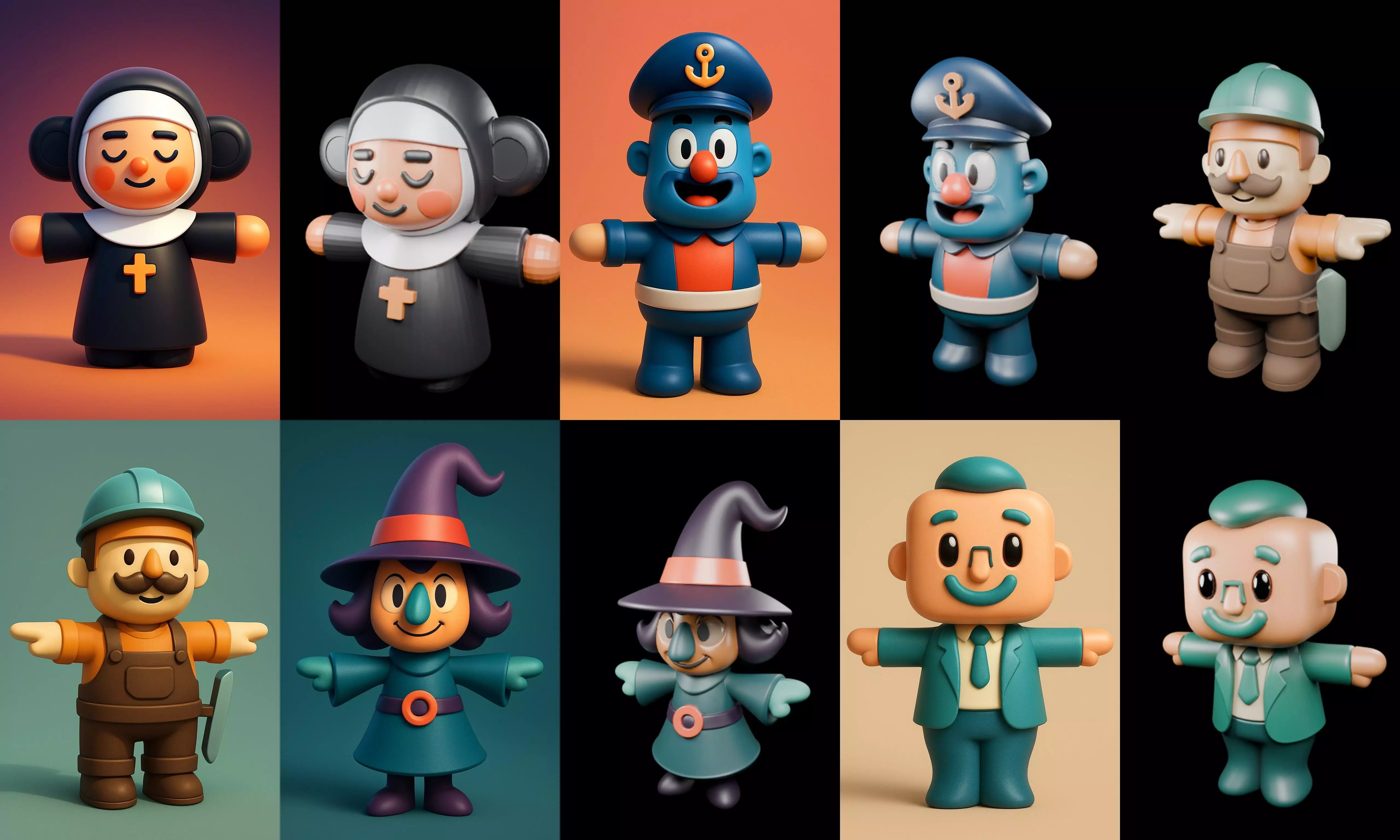 Mini Boy Fantasy bundle 5 pack 100 glb 3D model_12