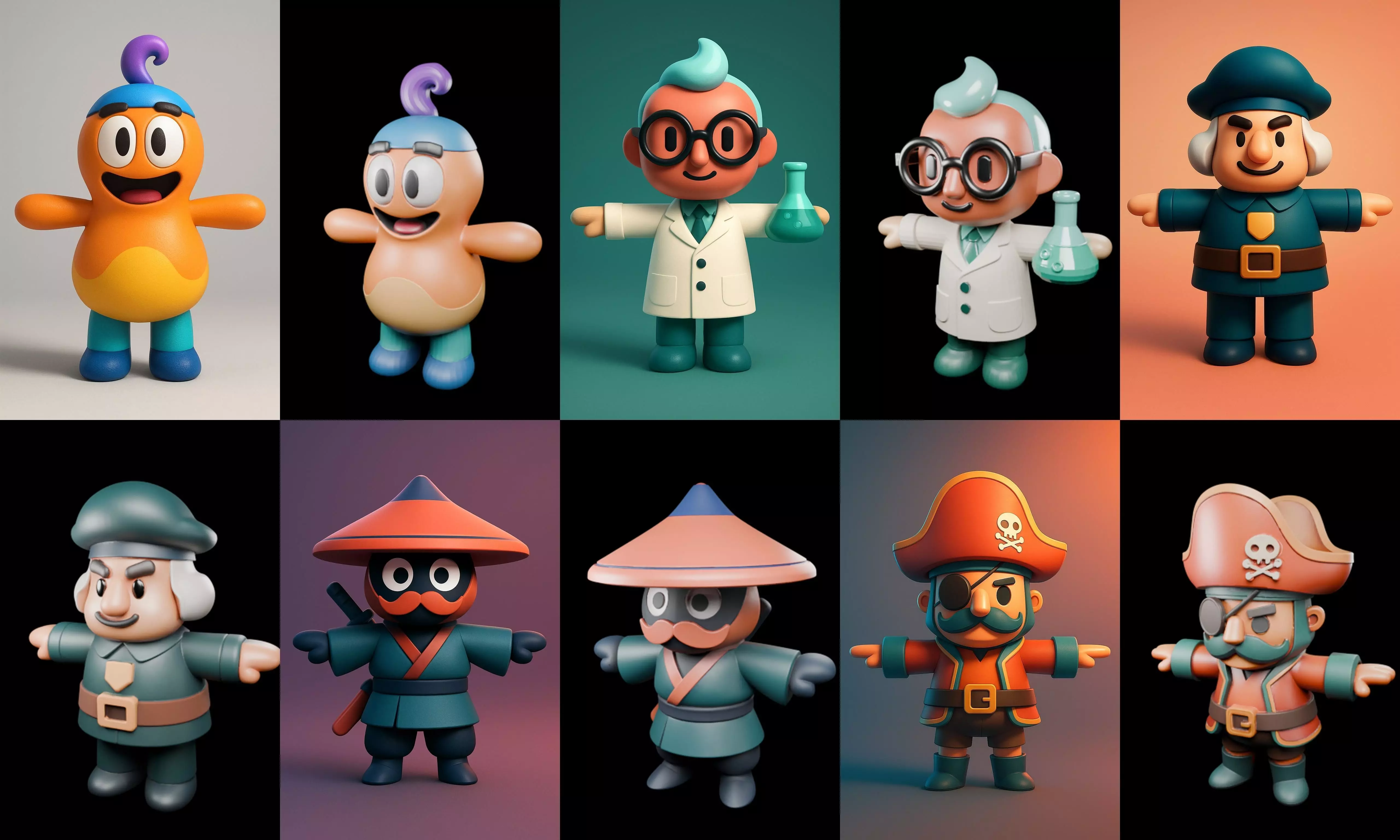 Mini Boy Fantasy bundle 5 pack 100 glb 3D model_2