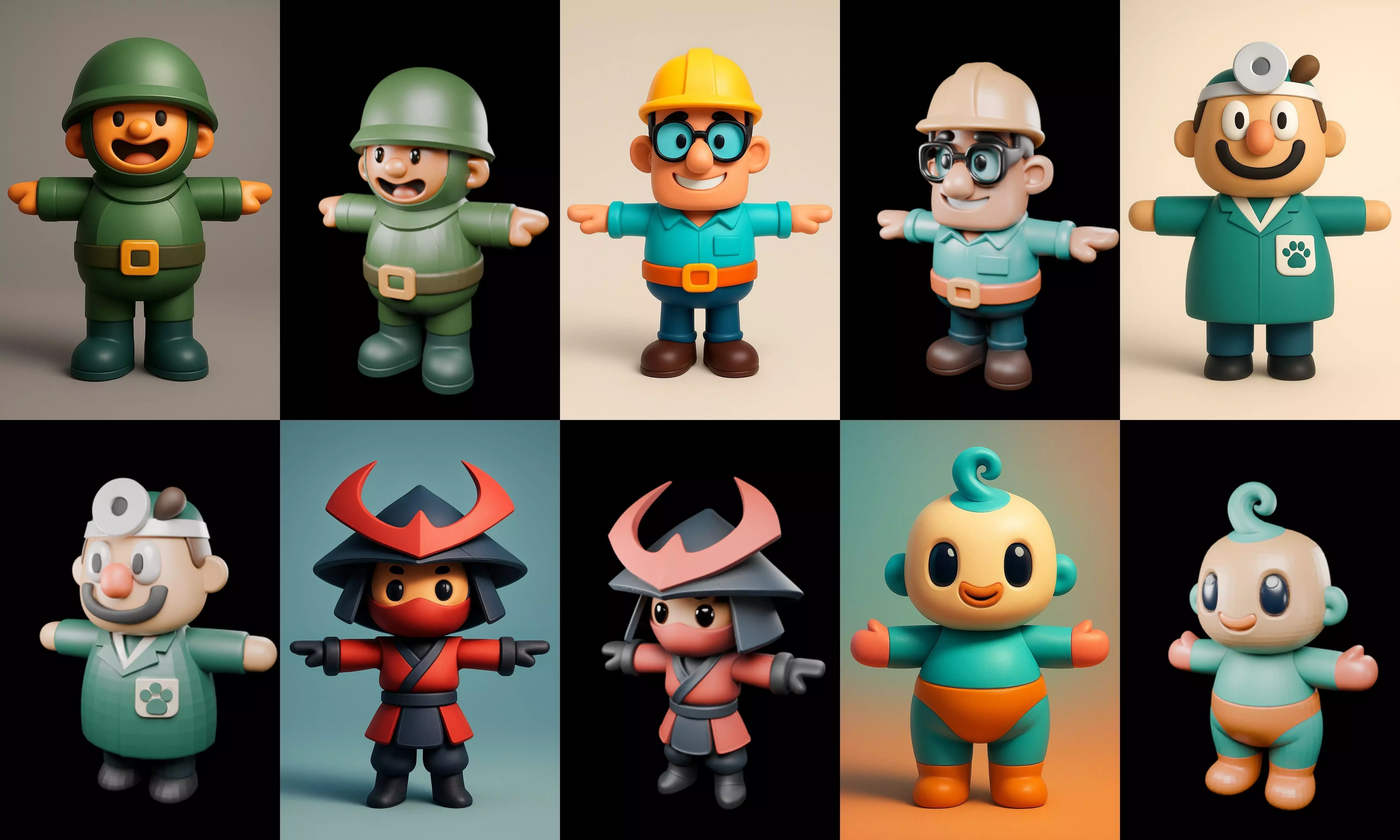 Mini Boy Fantasy bundle 5 pack 100 glb 3D model_5