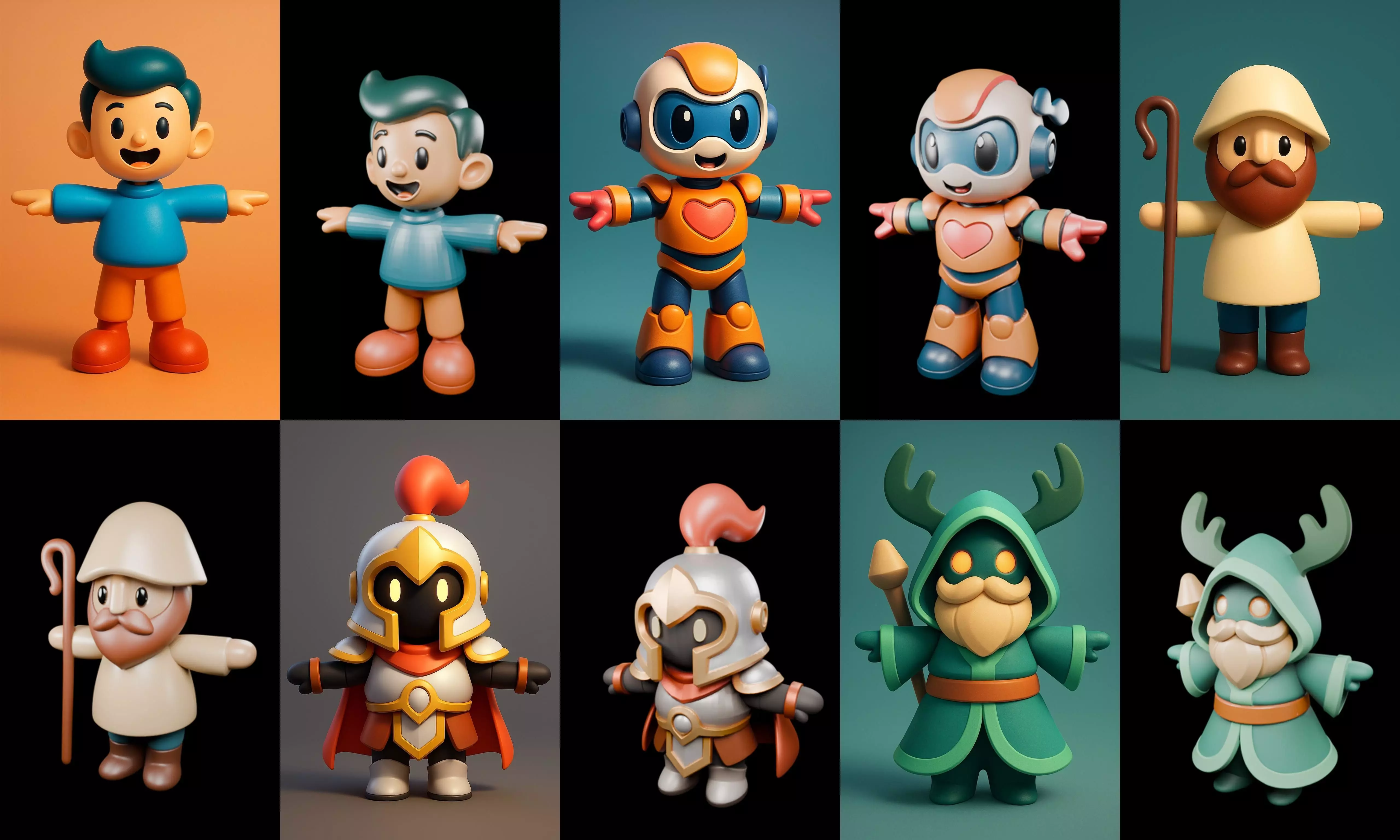 Mini Boy Fantasy bundle 5 pack 100 glb 3D model_17