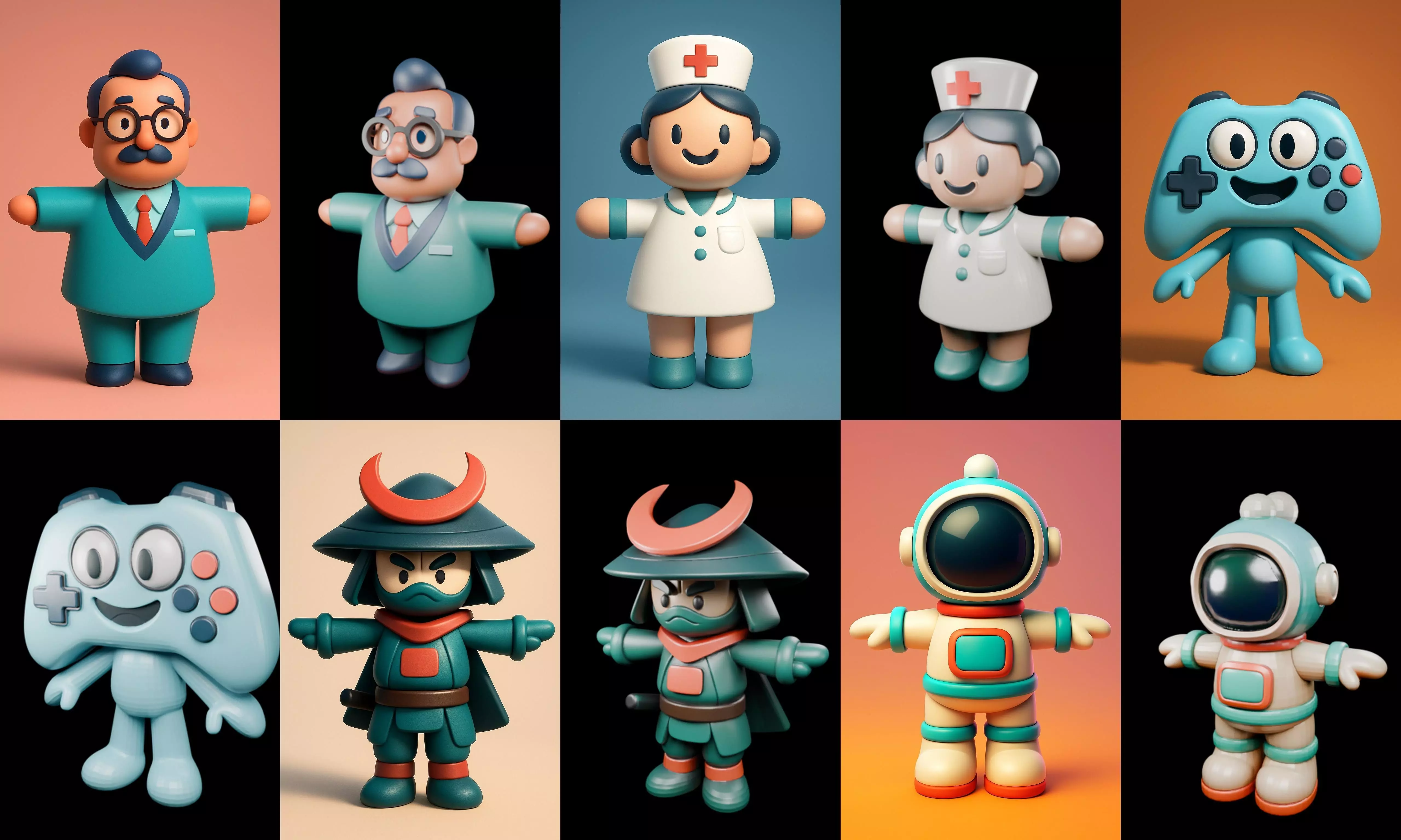 Mini Boy Fantasy bundle 5 pack 100 glb 3D model_19