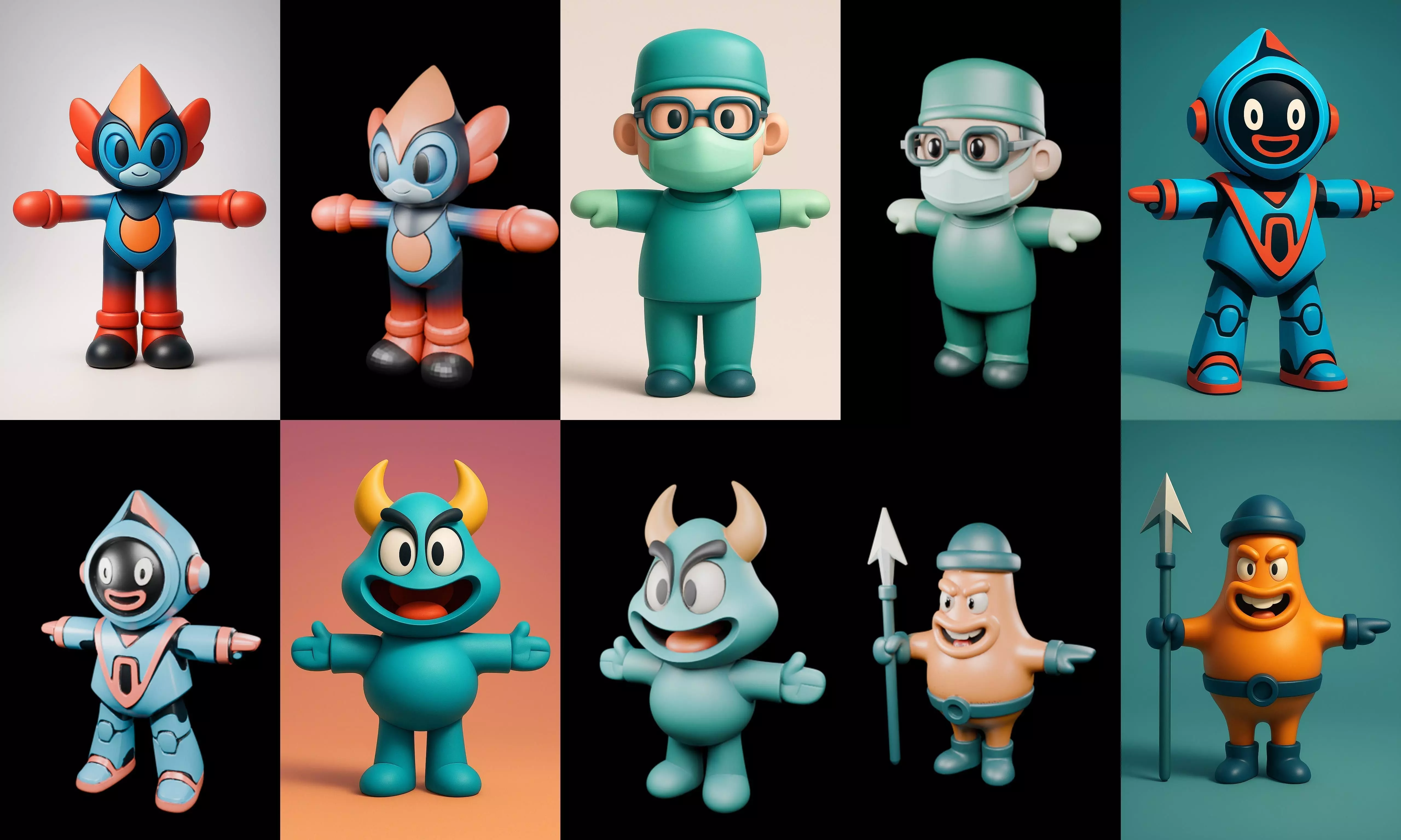 Mini Boy Fantasy bundle 5 pack 100 glb 3D model_16