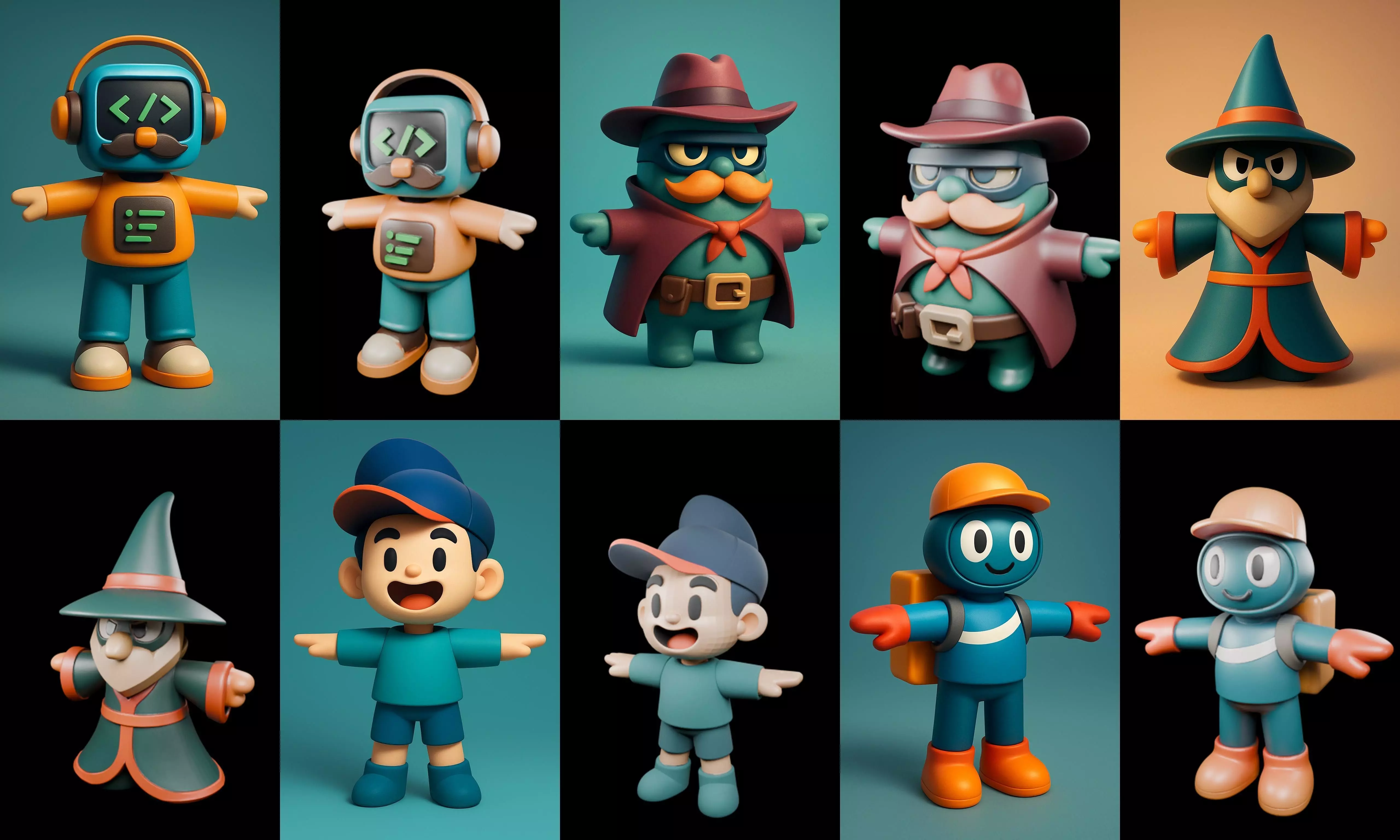 Mini Boy Fantasy bundle 5 pack 100 glb 3D model_10