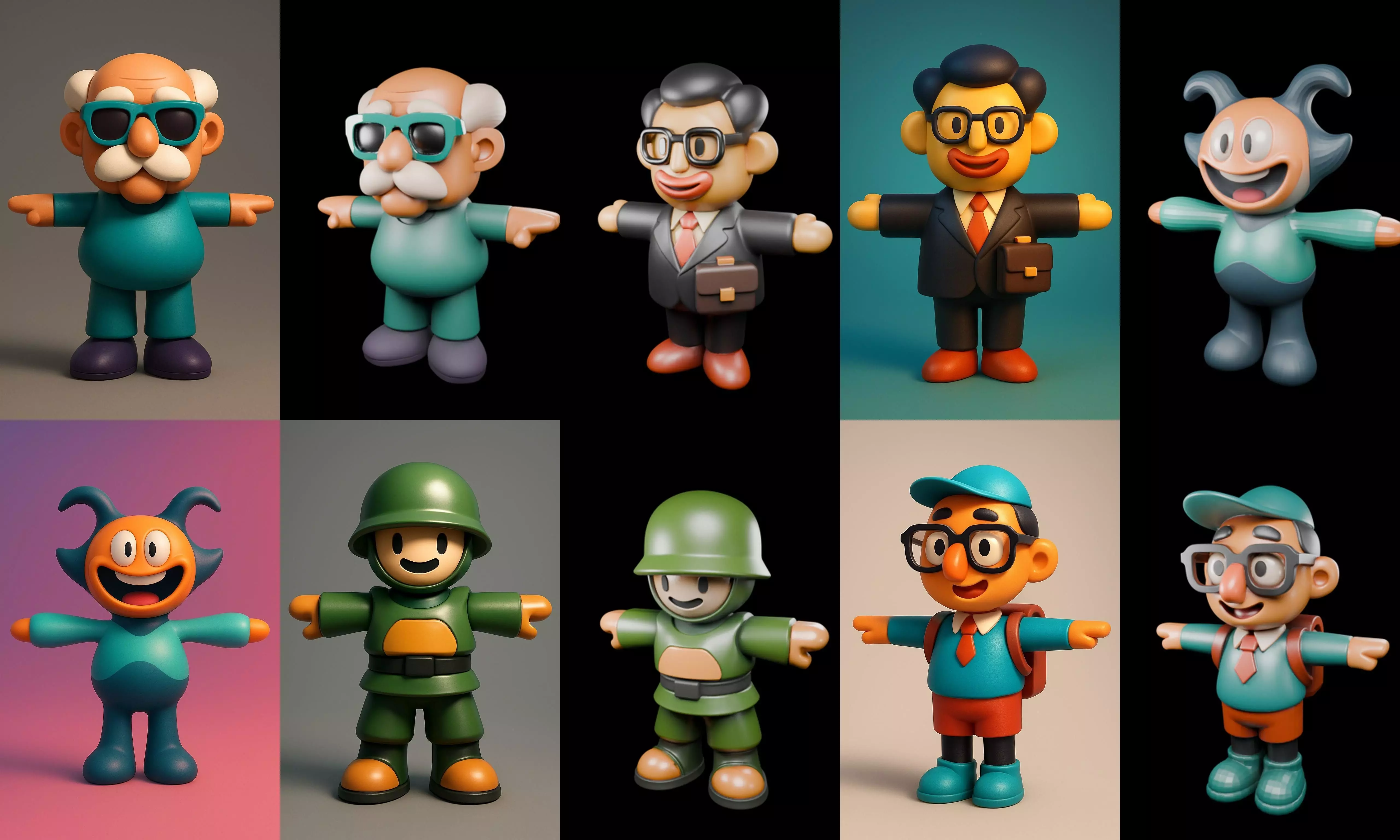 Mini Boy Fantasy bundle 3 pack 100 glb 3D model_4