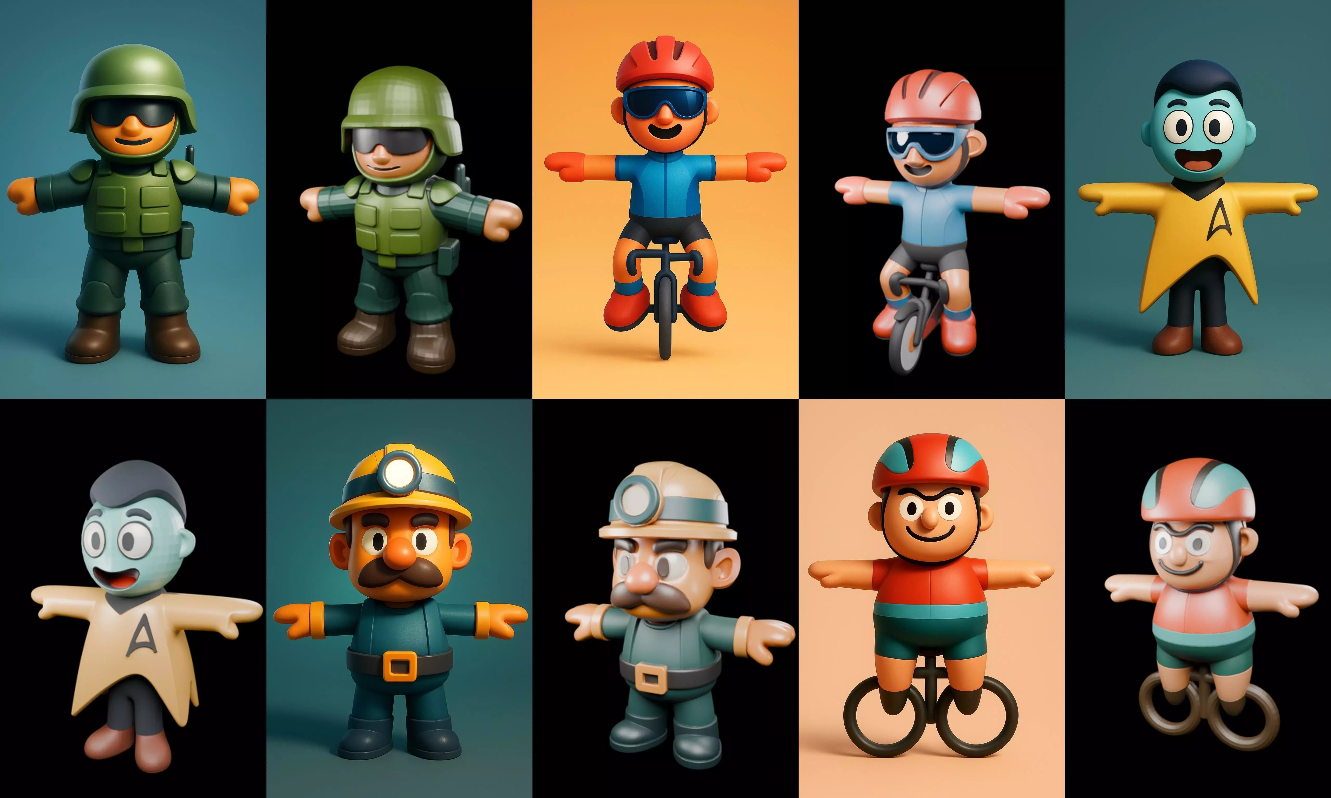 Mini Boy Fantasy bundle 3 pack 100 glb 3D model_1