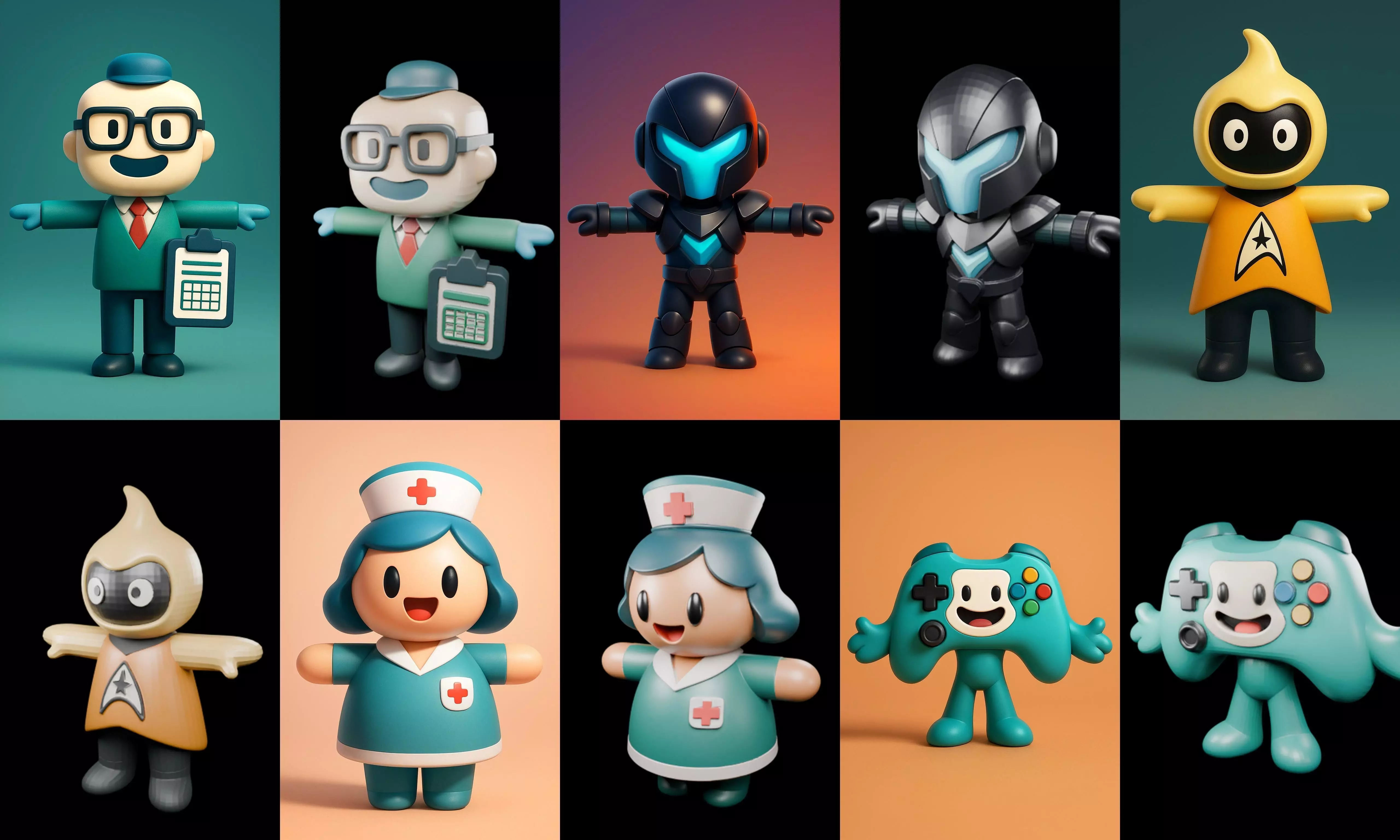 Mini Boy Fantasy bundle 3 pack 100 glb 3D model_14